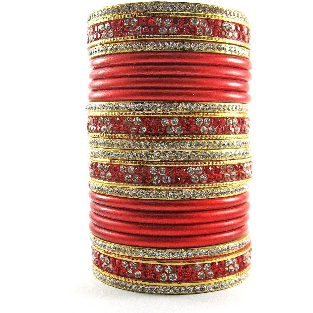 Sukriti Bridal Red Lac Chura Bangles for Women -Set of 20