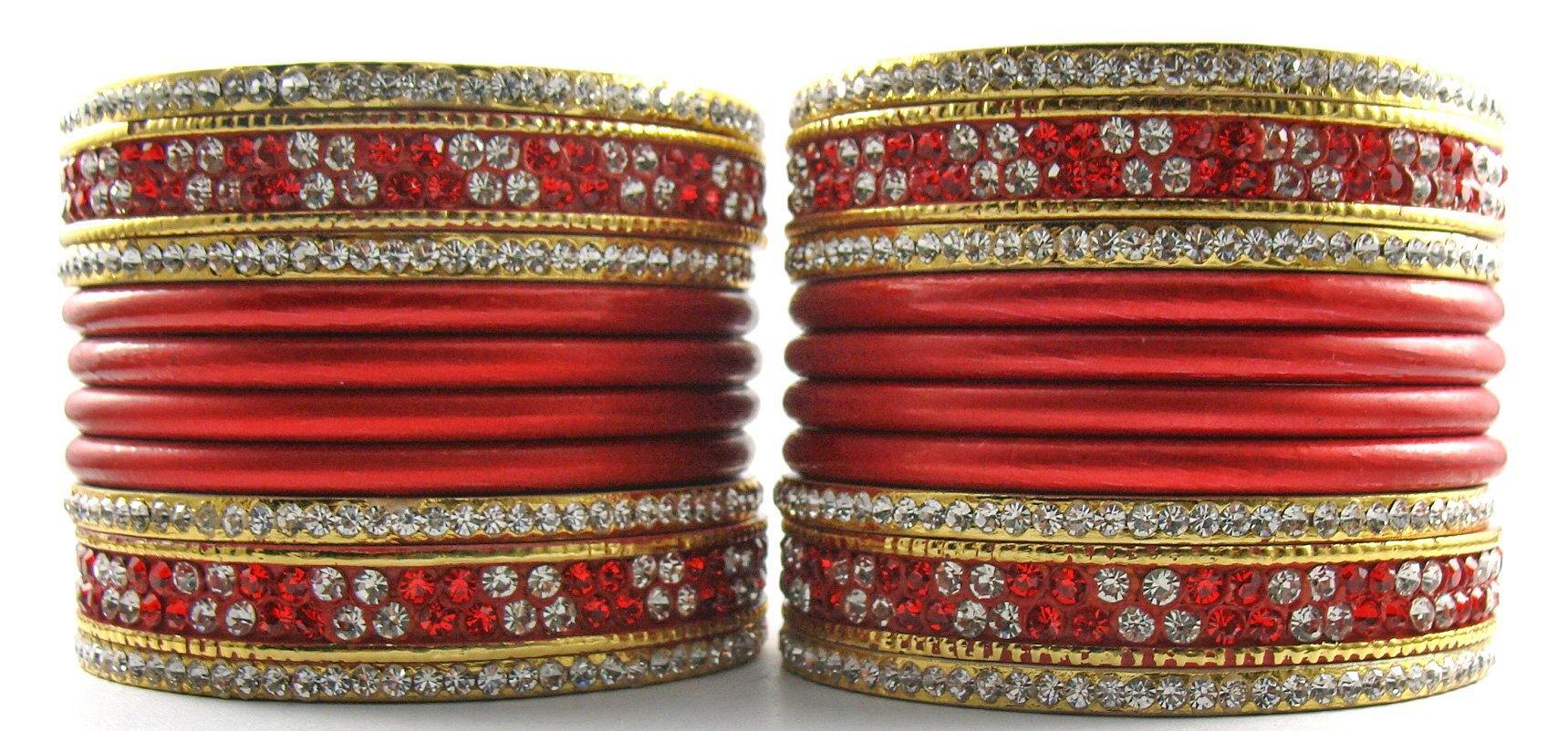 Sukriti Bridal Red Lac Chura Bangles for Women -Set of 20