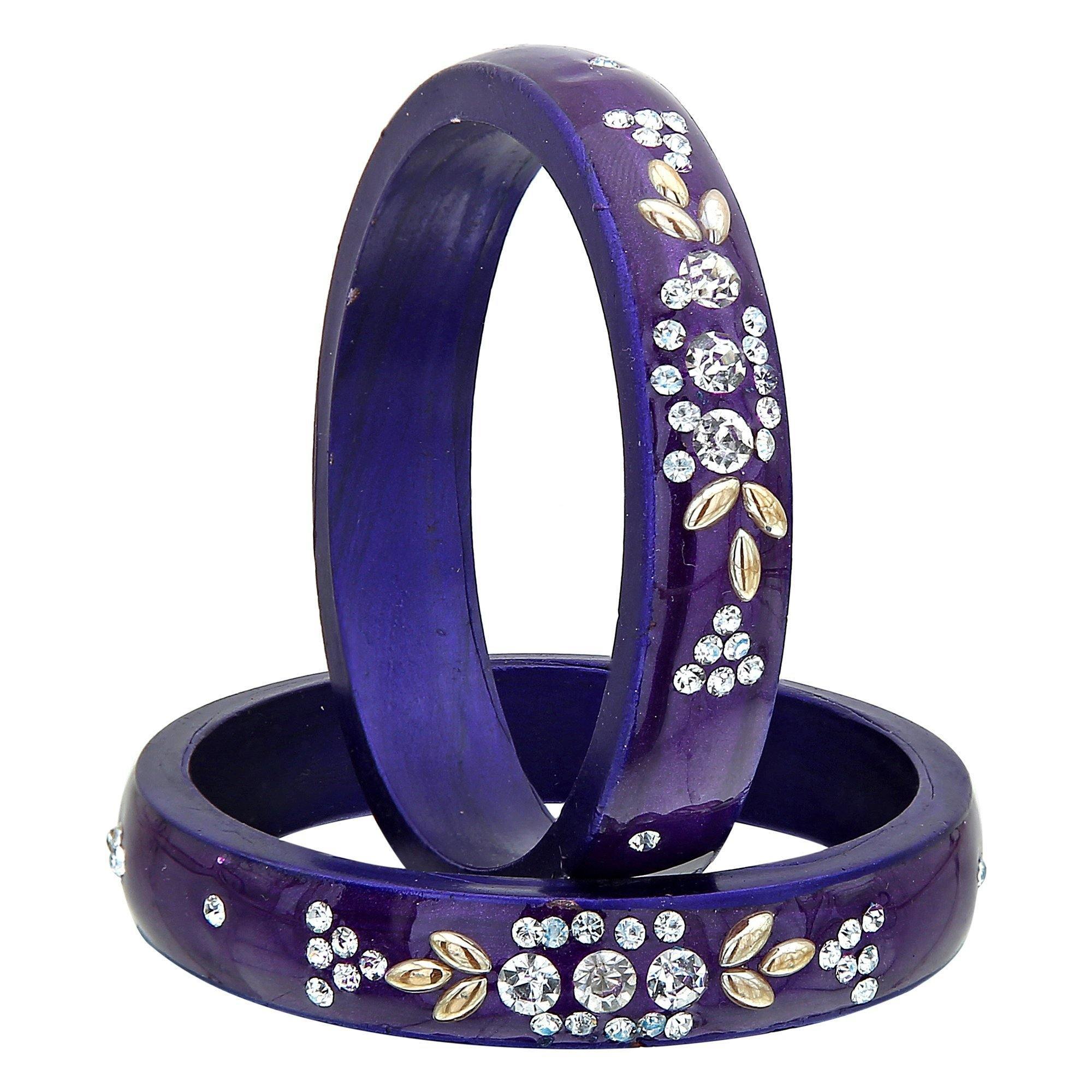 Sukriti Casual Everyday Wear Fancy Blue Lac Bangles - Set of 2