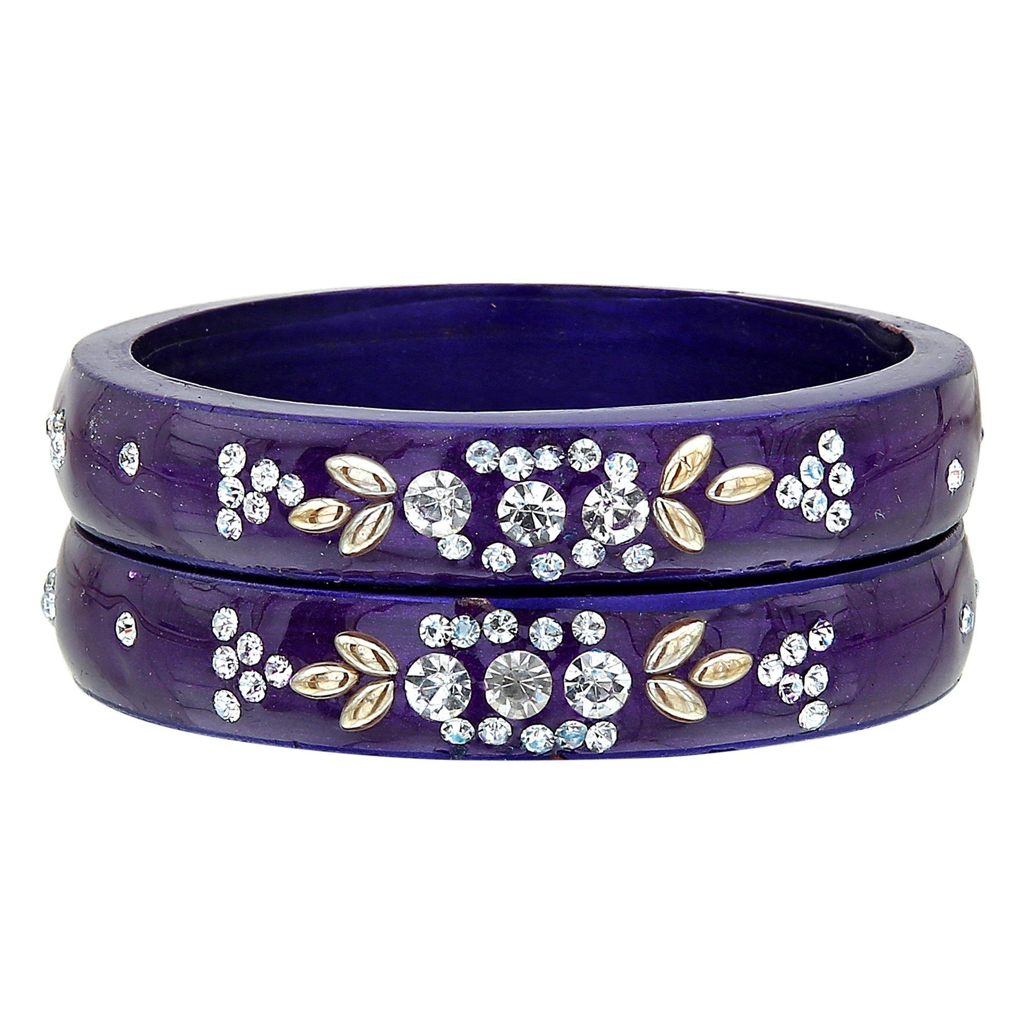 Sukriti Casual Everyday Wear Fancy Blue Lac Bangles - Set of 2