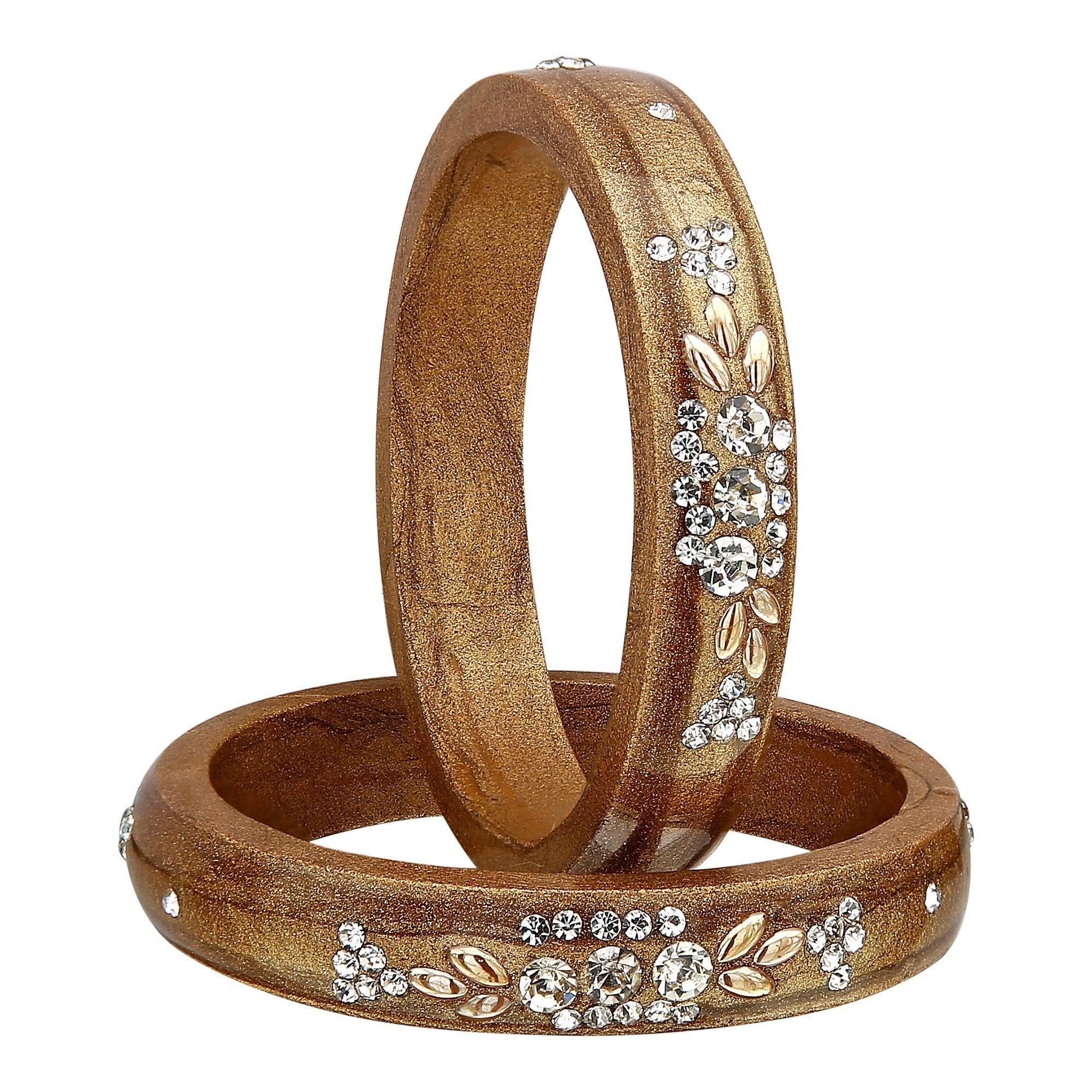 Sukriti Casual Everyday Wear Fancy Gold Lac Bangles - Set of 2