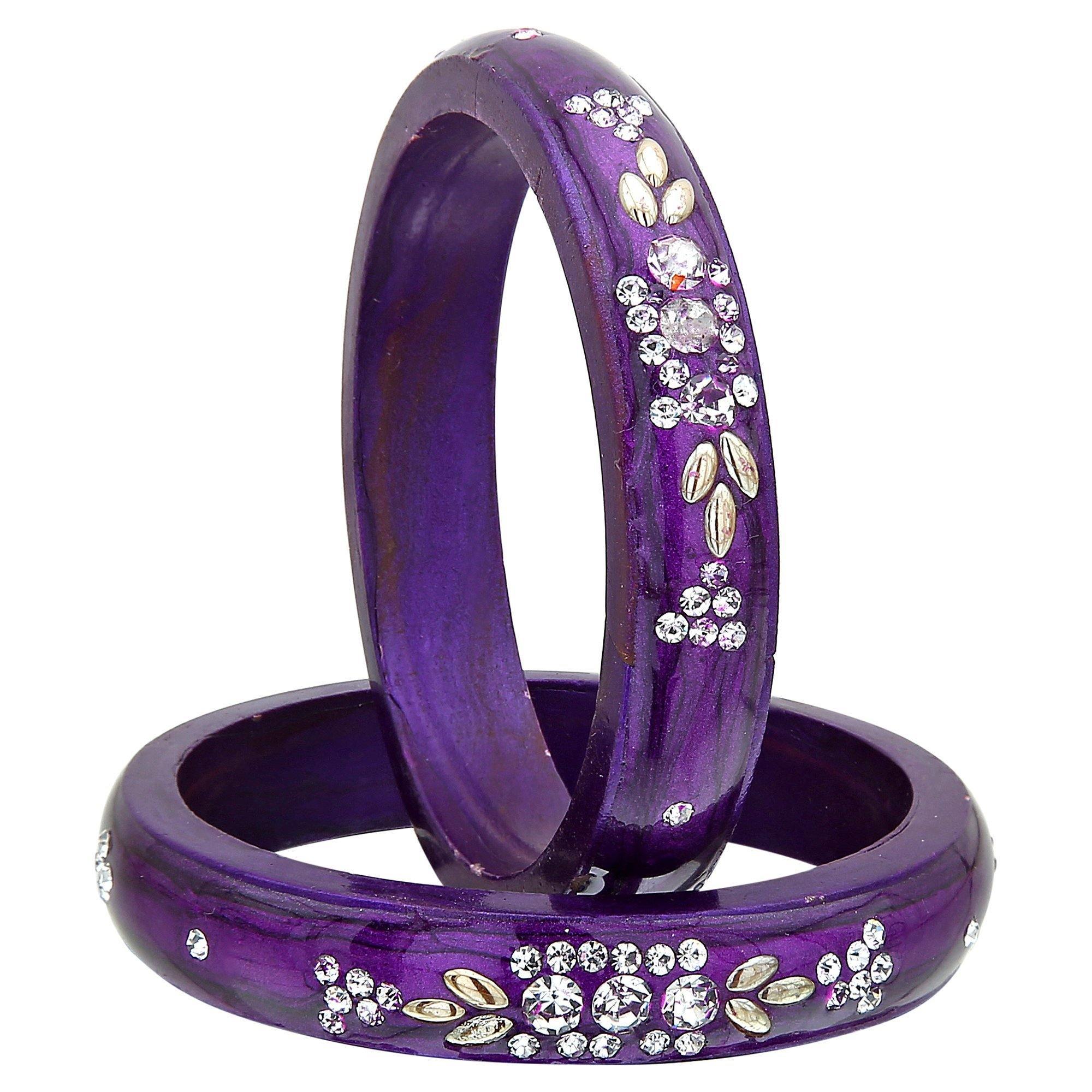 Sukriti Casual Everyday Wear Fancy Purple Lac Bangles - Set of 2