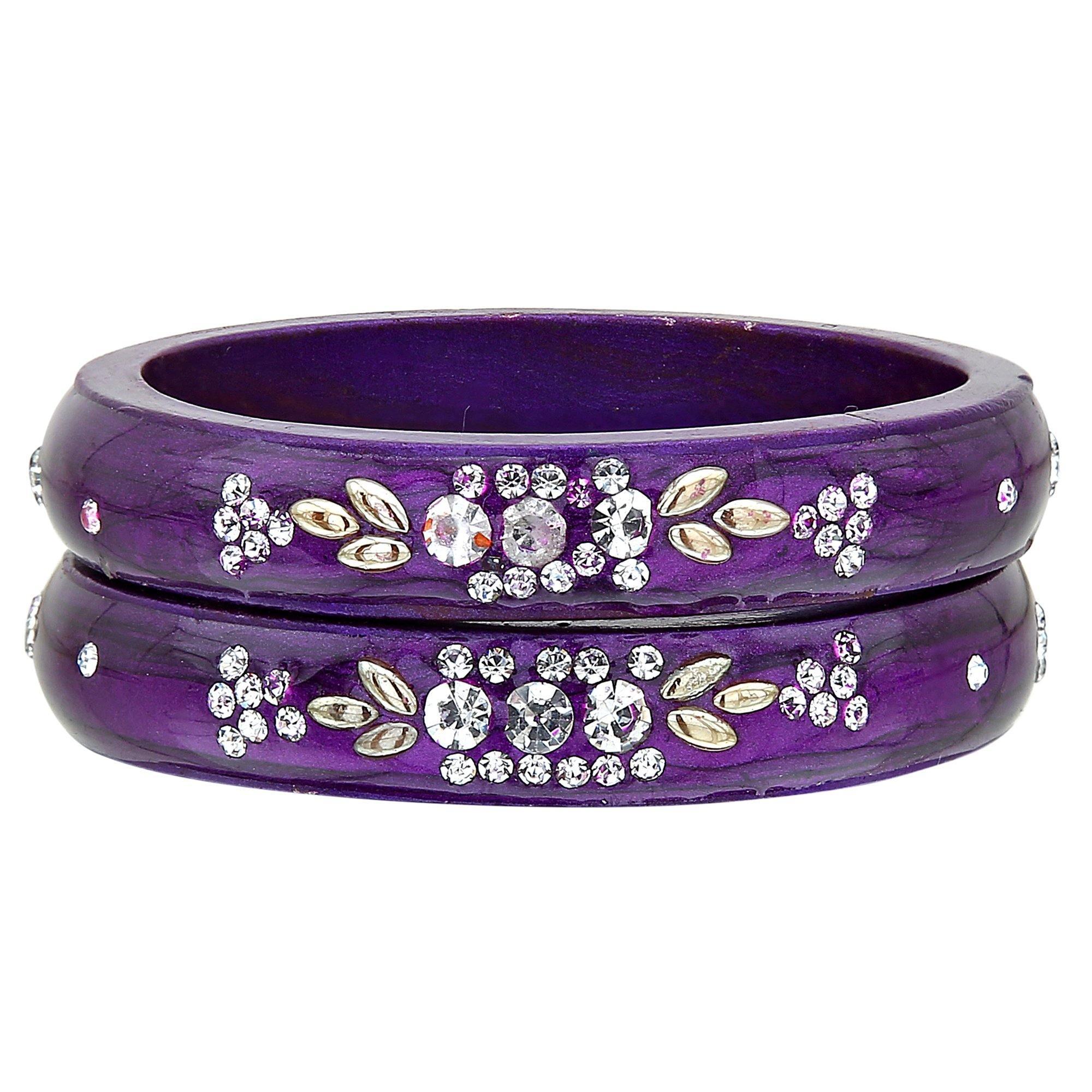 Sukriti Casual Everyday Wear Fancy Purple Lac Bangles - Set of 2