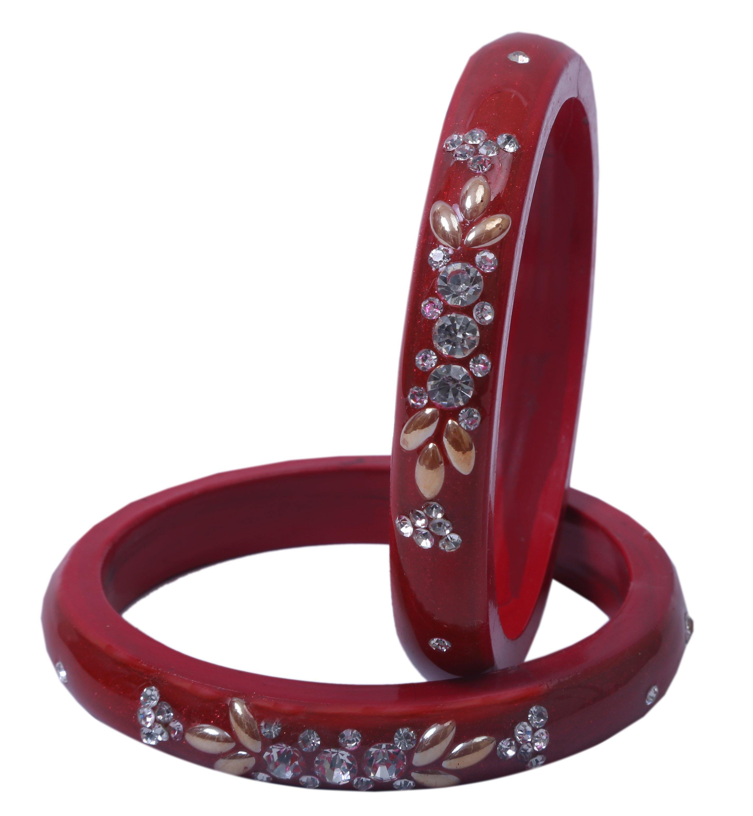 Sukriti Casual Everyday Wear Fancy Red Lac Bangles - Set of 2