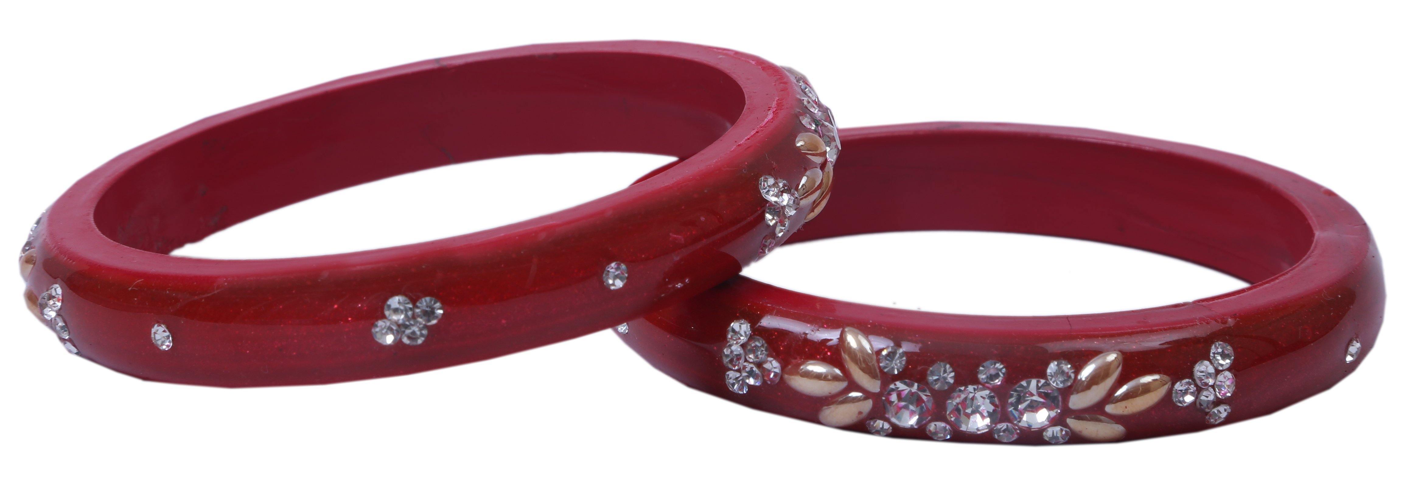 Sukriti Casual Everyday Wear Fancy Red Lac Bangles - Set of 2