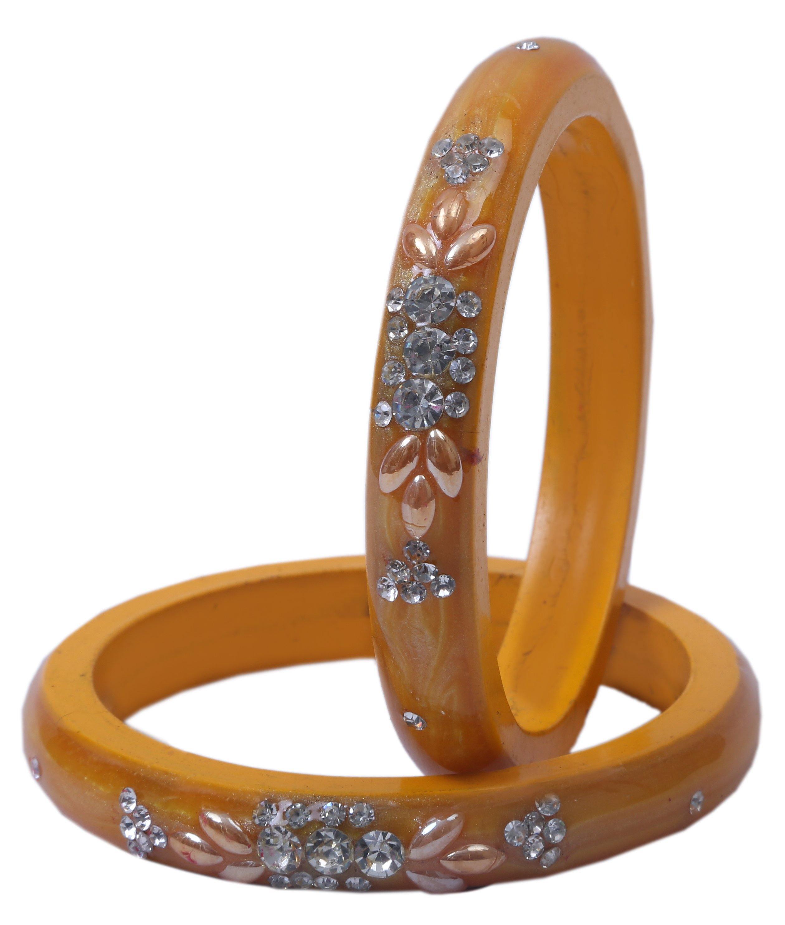 Sukriti Casual Everyday Wear Fancy Yellow Lac Bangles - Set of 2