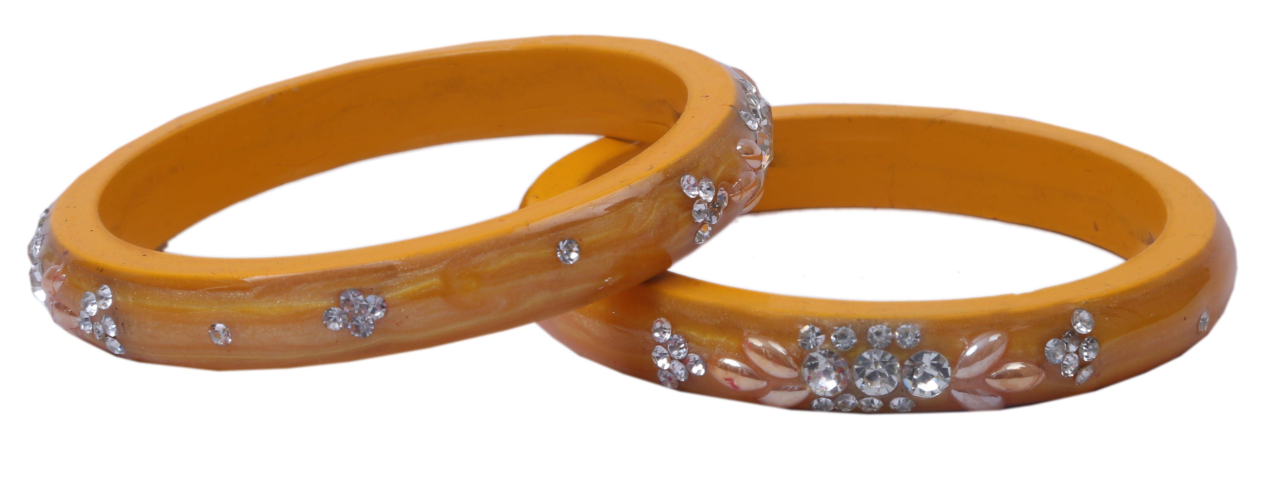 Sukriti Casual Everyday Wear Fancy Yellow Lac Bangles - Set of 2