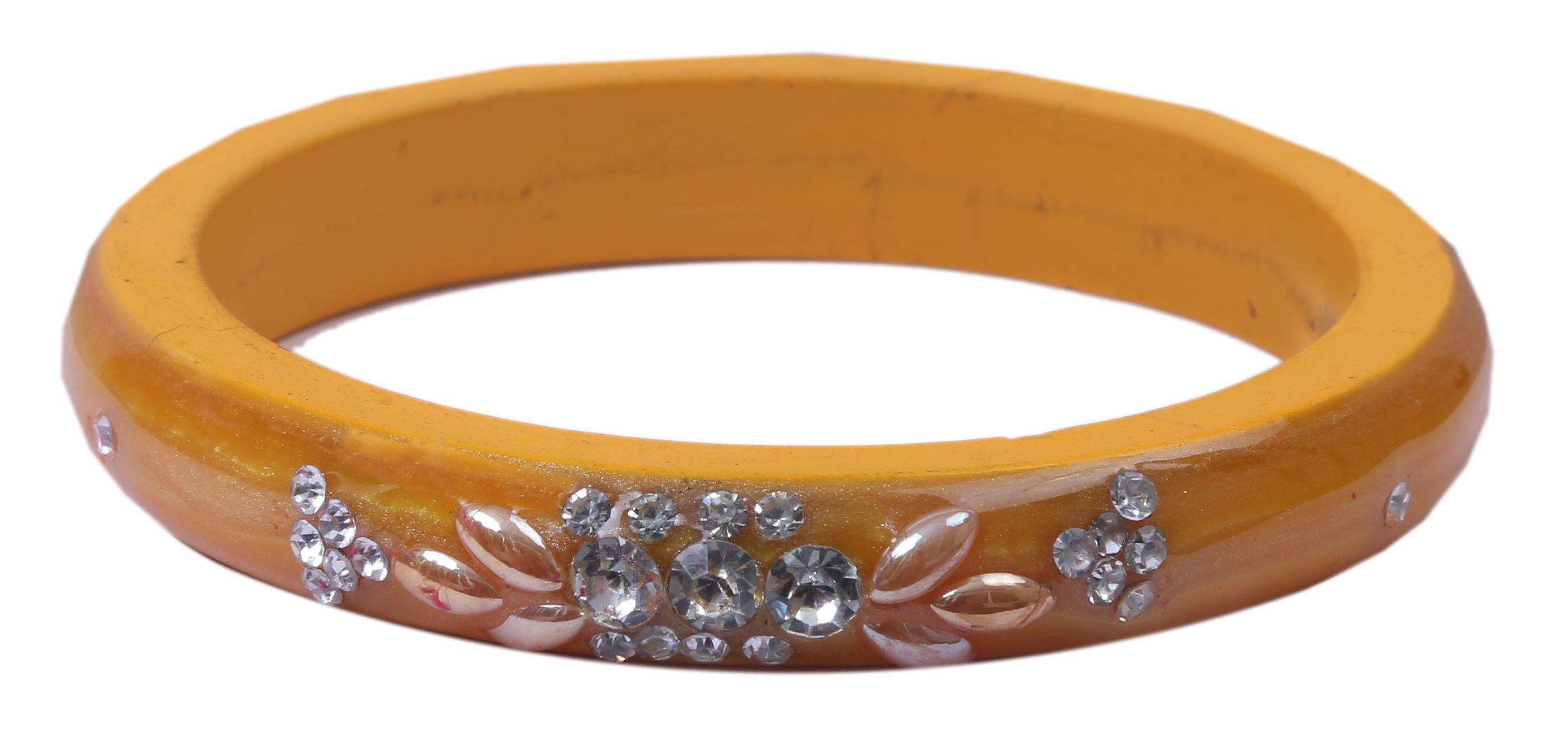 Sukriti Casual Everyday Wear Fancy Yellow Lac Bangles - Set of 2