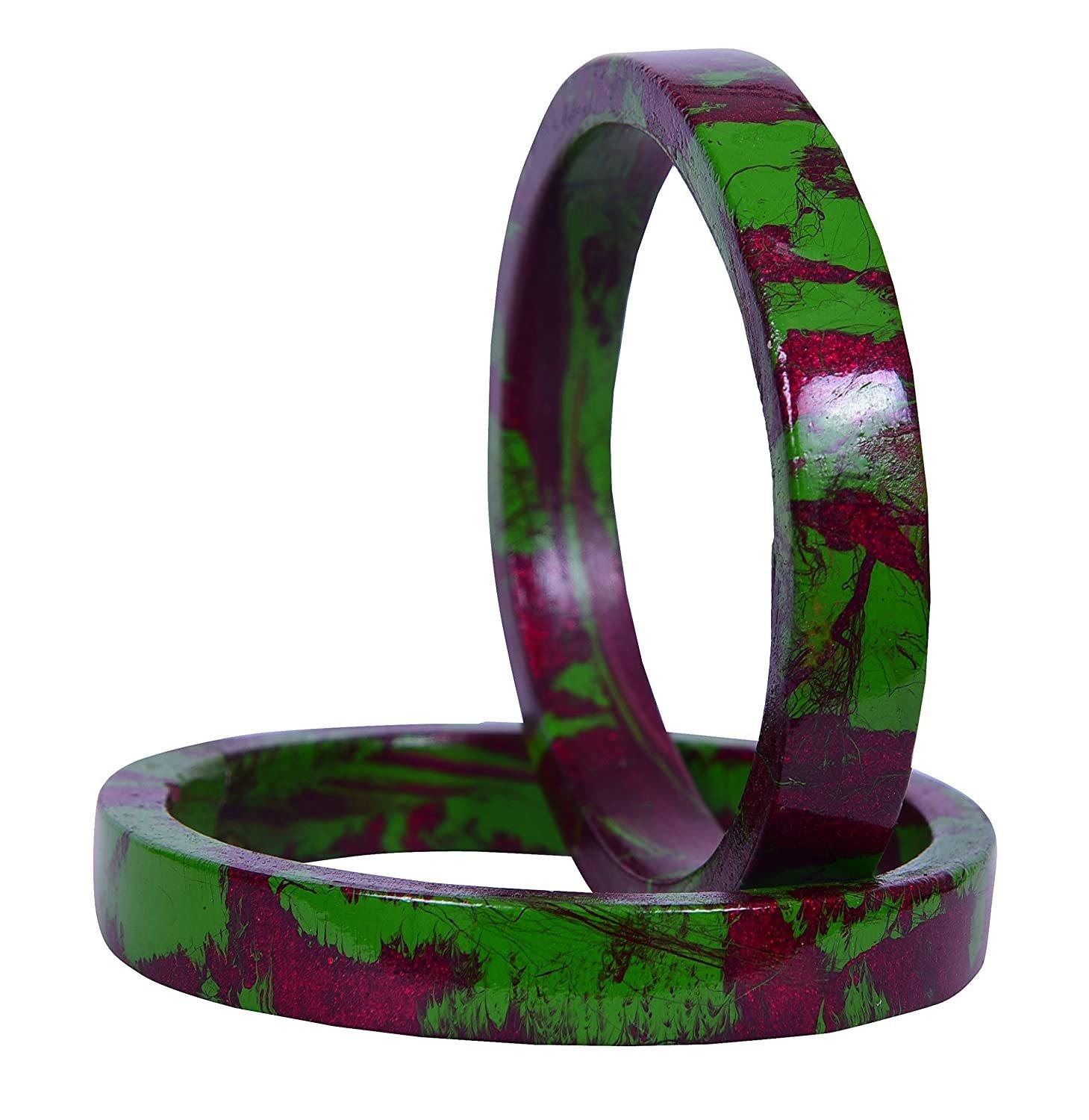 Sukriti Casual Green-Maroon Lac Bangles for Girls, Women - Set of 2
