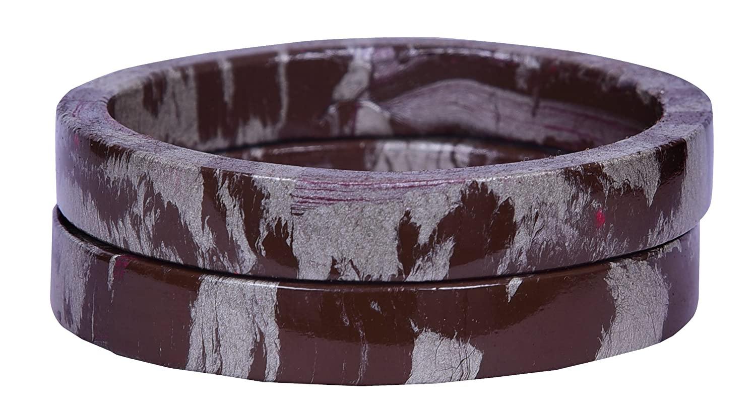 Sukriti Casual Grey-Brown Lac Bangles for Girls, Women - Set of 2