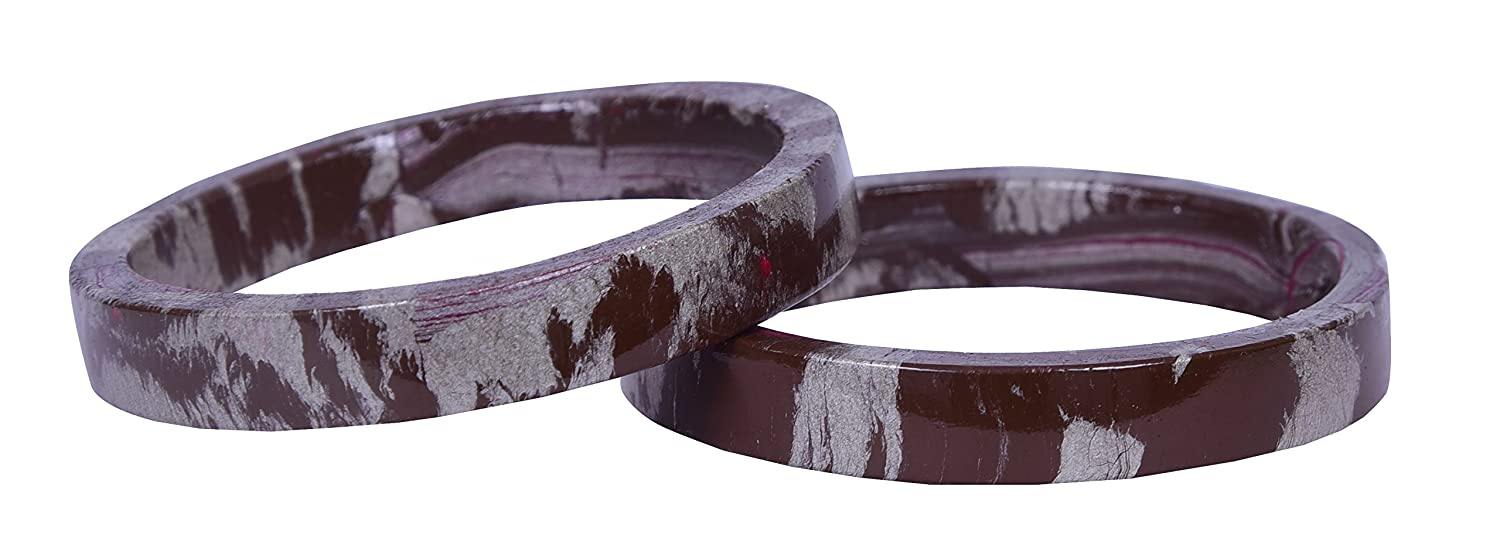 Sukriti Casual Grey-Brown Lac Bangles for Girls, Women - Set of 2