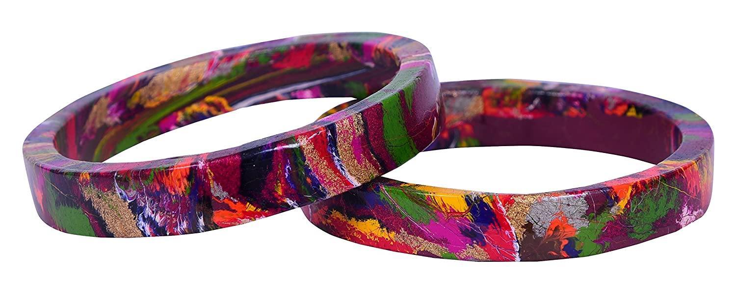 Sukriti Casual Multi Color Lac Bangles for Girls, Women - Set of 2