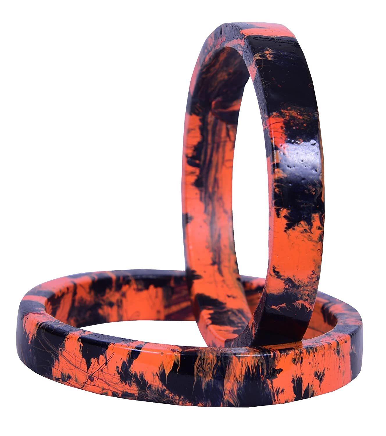 Sukriti Casual Orange-Black Lac Bangles for Girls, Women - Set of 2