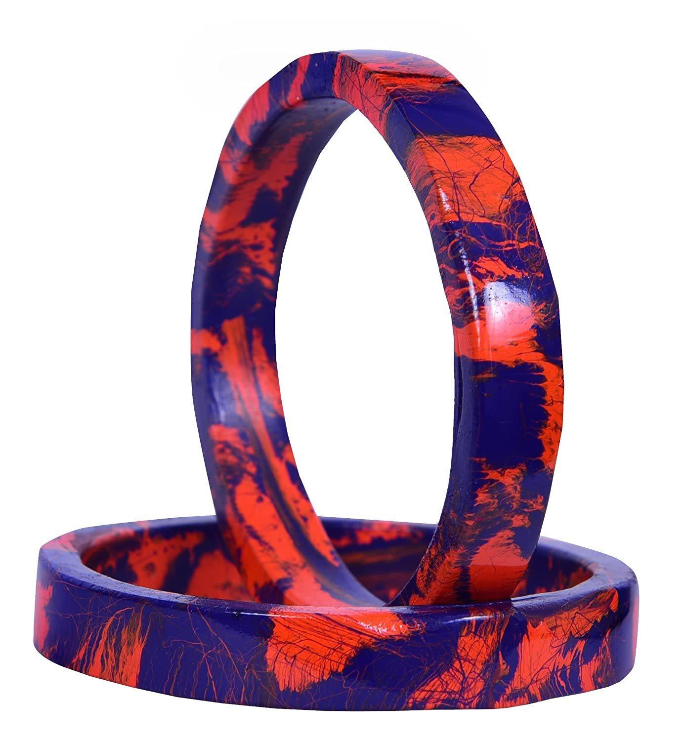 Sukriti Casual Orange-Blue Lac Bangles for Girls, Women - Set of 2