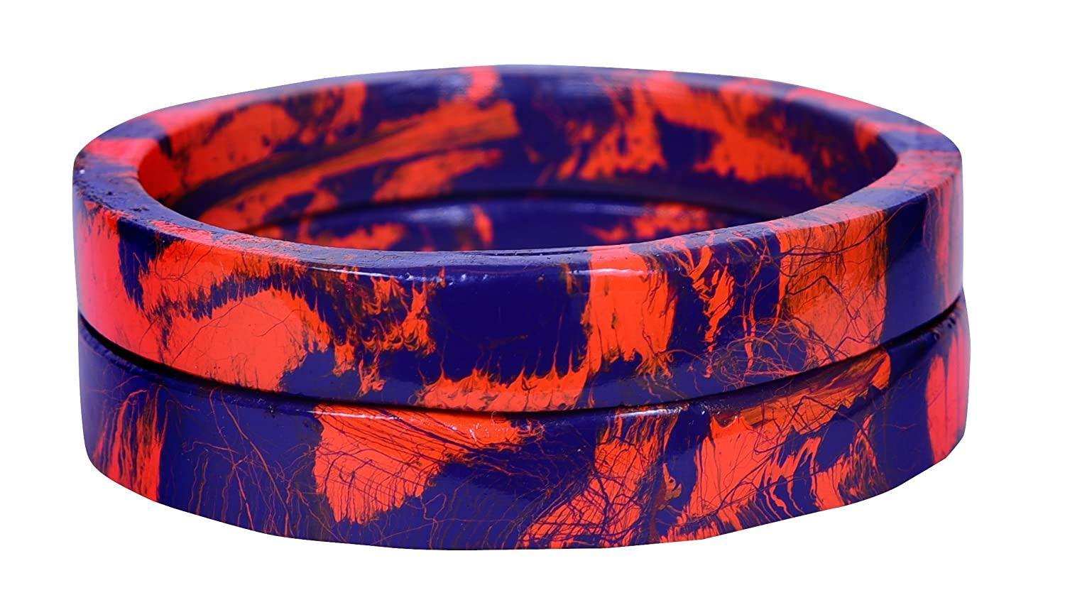Sukriti Casual Orange-Blue Lac Bangles for Girls, Women - Set of 2