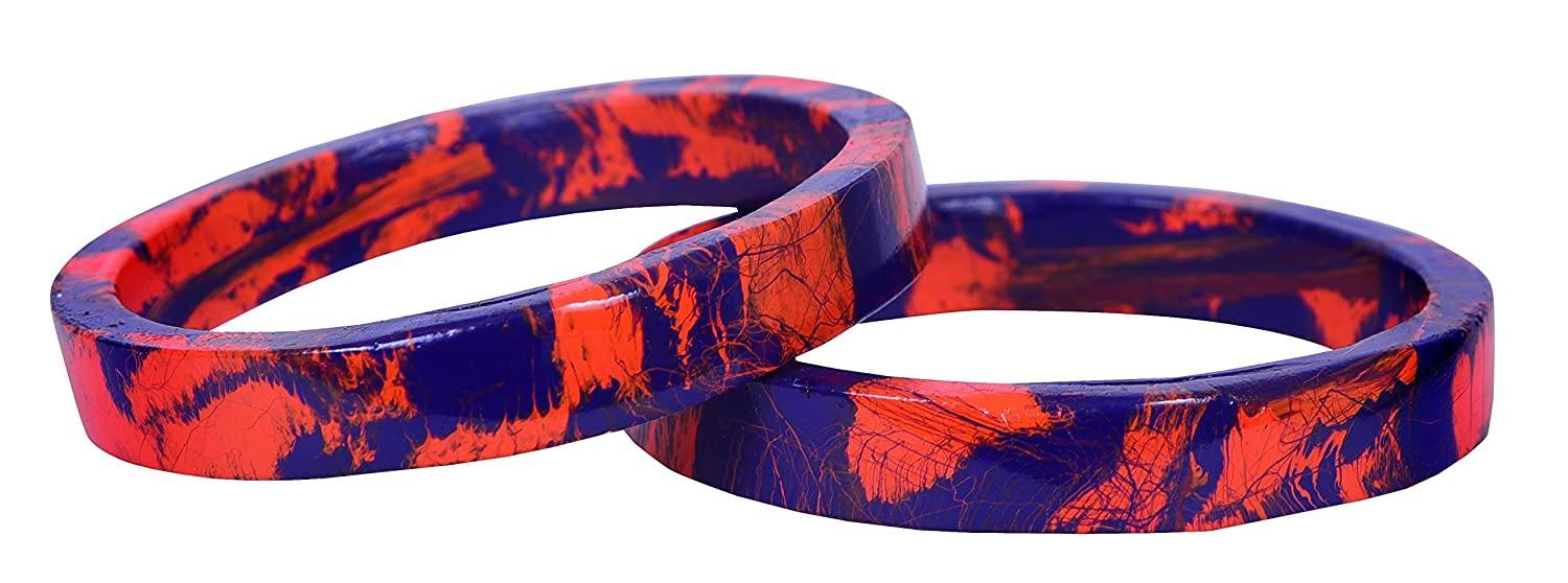 Sukriti Casual Orange-Blue Lac Bangles for Girls, Women - Set of 2
