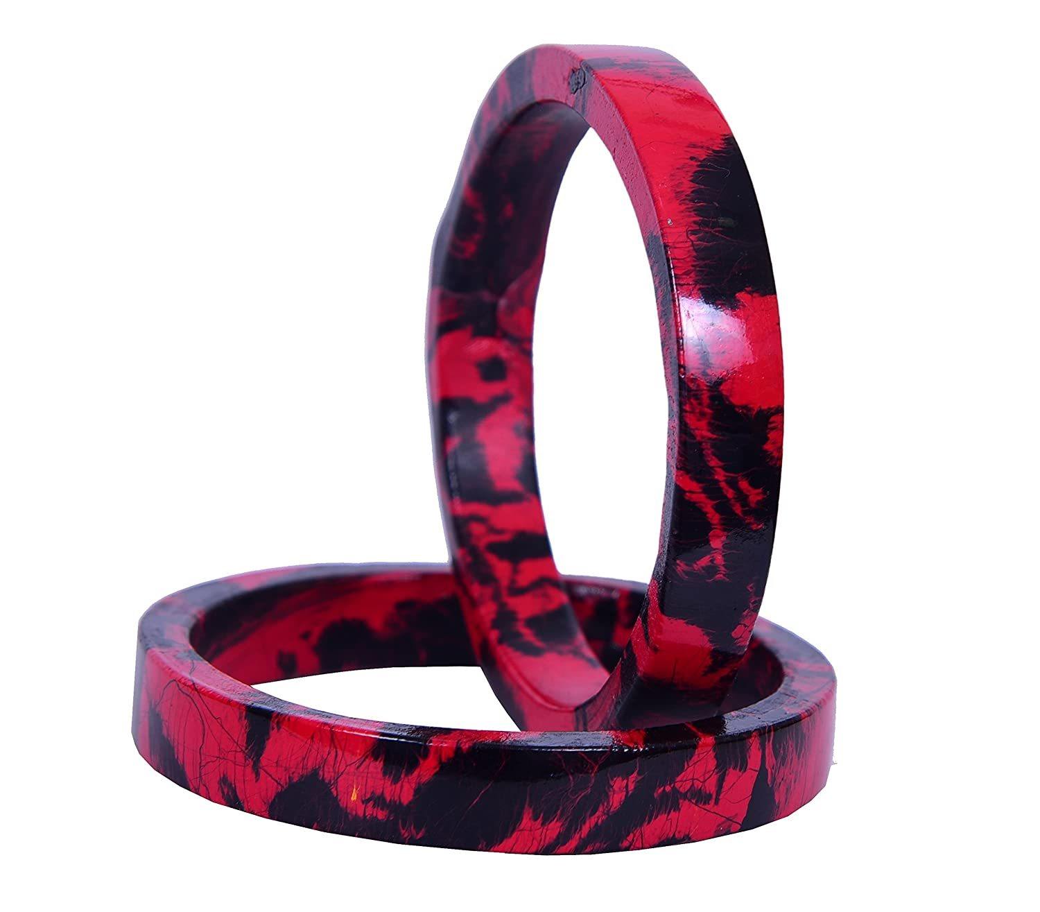 Sukriti Casual Red-Black Lac Bangles for Girls, Women - Set of 2