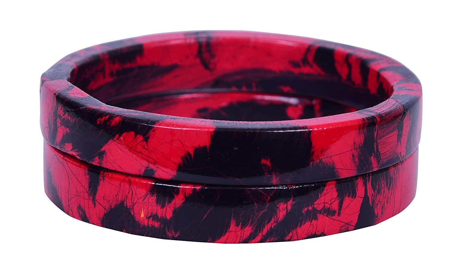 Sukriti Casual Red-Black Lac Bangles for Girls, Women - Set of 2
