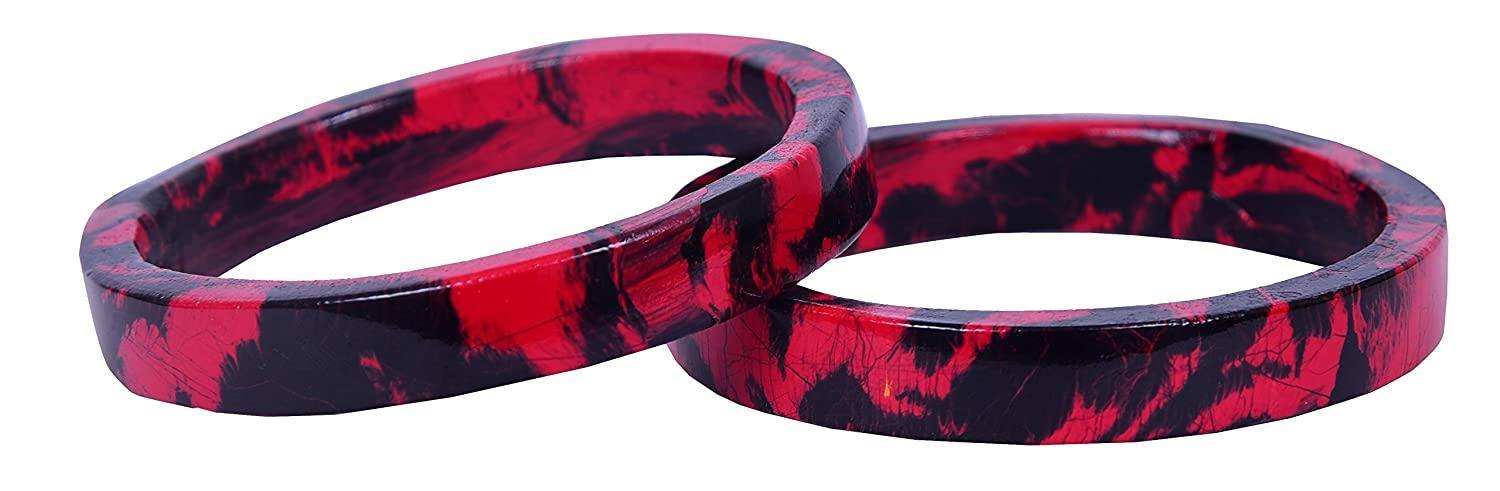 Sukriti Casual Red-Black Lac Bangles for Girls, Women - Set of 2