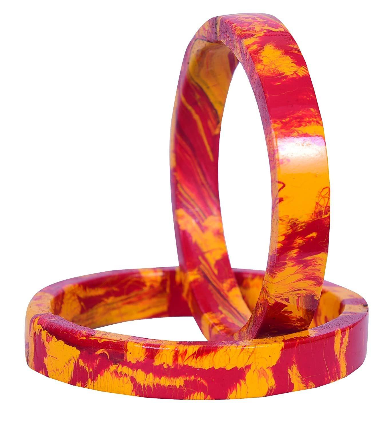 Sukriti Casual Red-Yellow Lac Bangles for Girls, Women - Set of 2