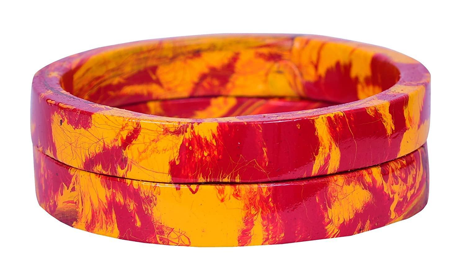 Sukriti Casual Red-Yellow Lac Bangles for Girls, Women - Set of 2