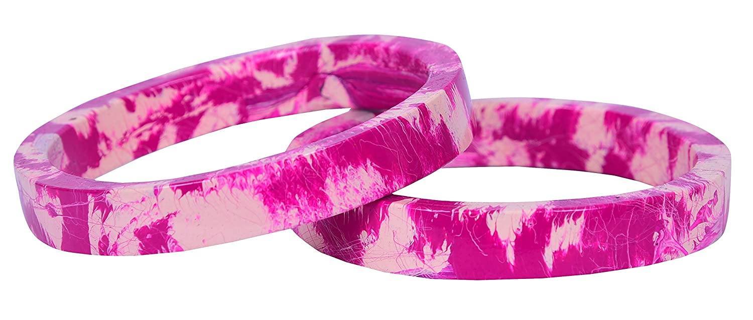 Sukriti Casual White-Pink Lac Bangles for Girls, Women - Set of 2