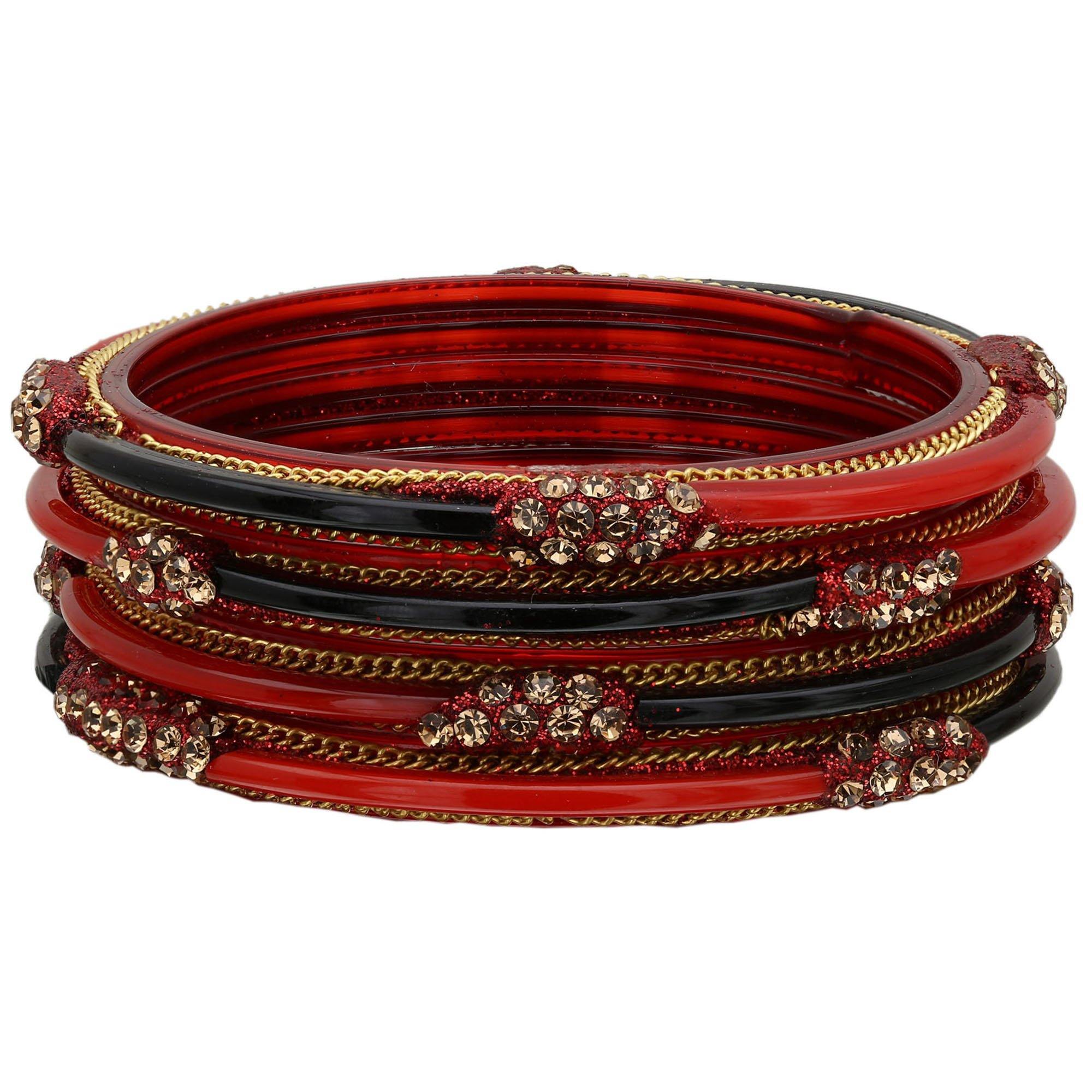 Sukriti Designer Handmade Glossy Glass Bangles for Women – Set of 4