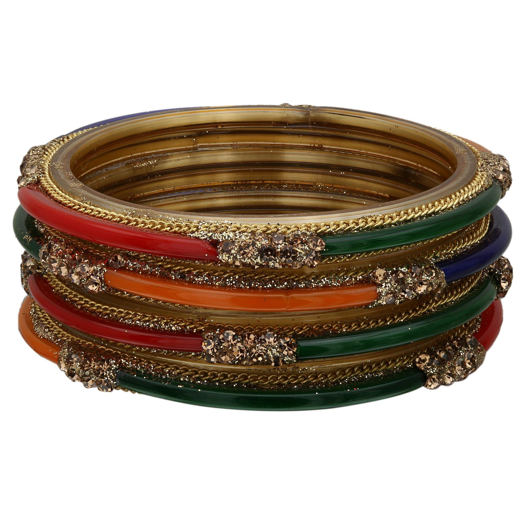 Sukriti Designer Handmade Glossy Glass Bangles for Women – Set of 4