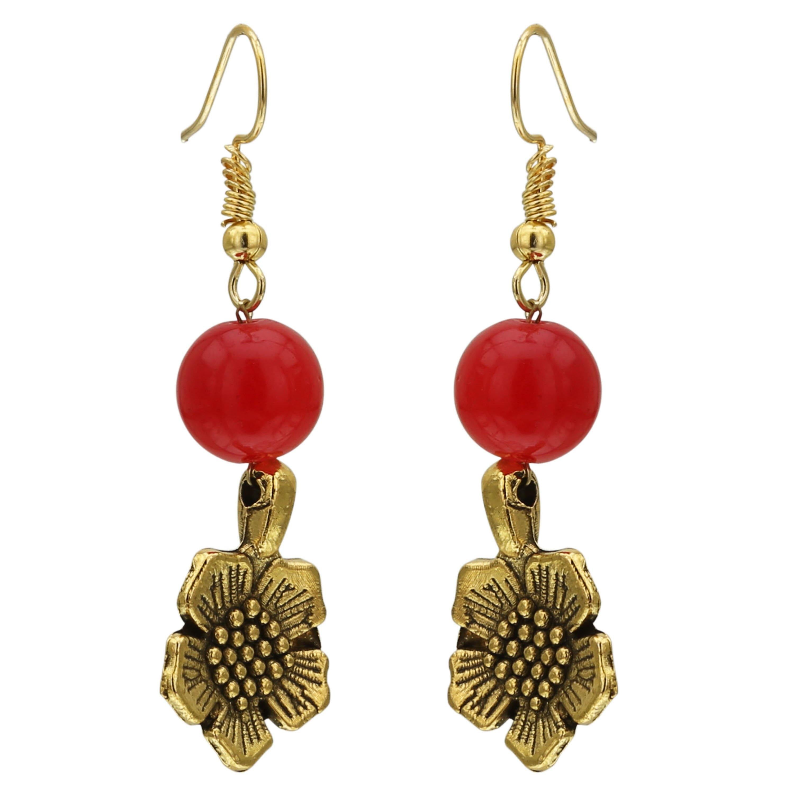 Sukriti Designer Multicolor Beads Dangling Flowers Necklace Earrings set Jewelry for Girls & Women