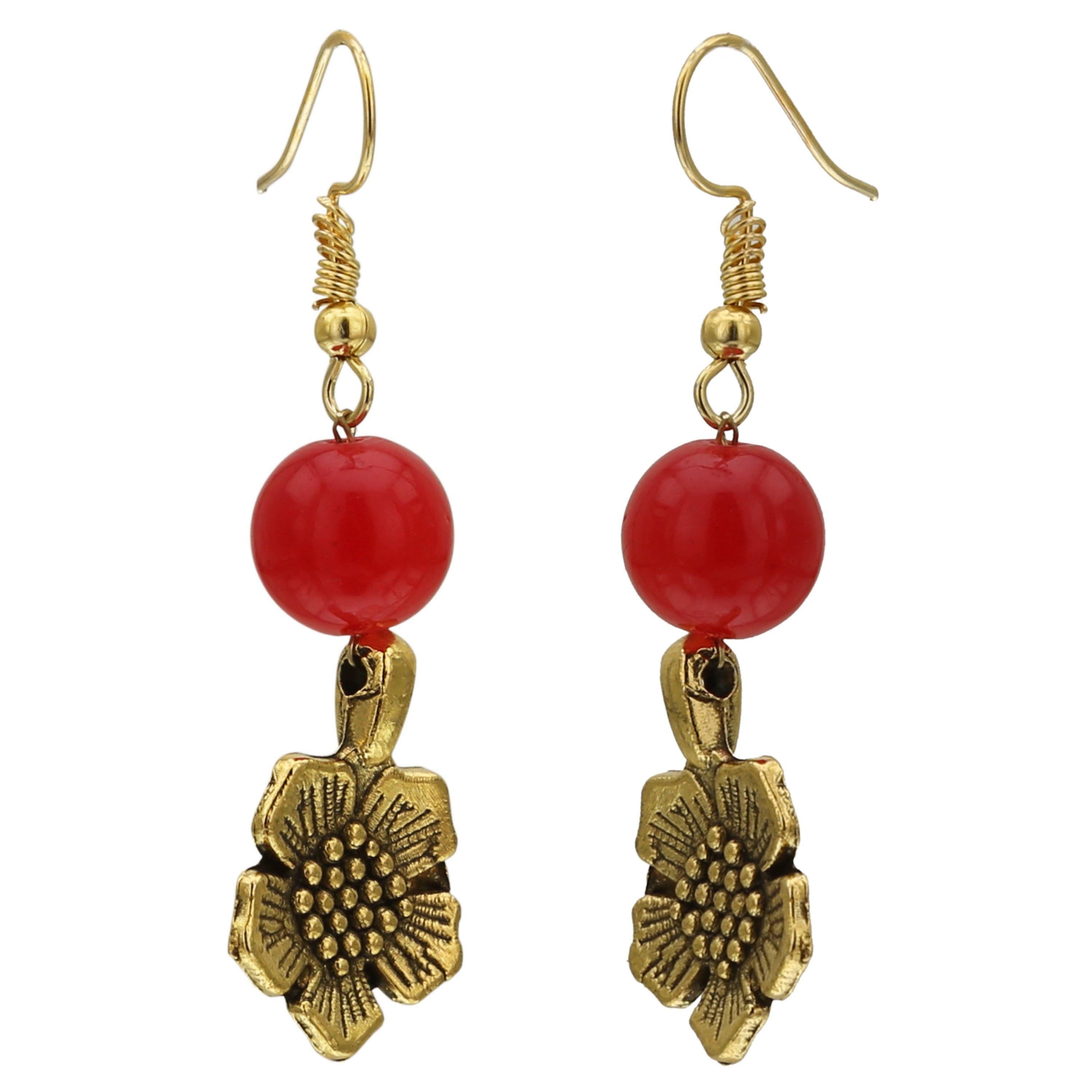 Sukriti Designer Multicolor Beads Dangling Flowers Necklace Earrings set Jewelry for Girls & Women