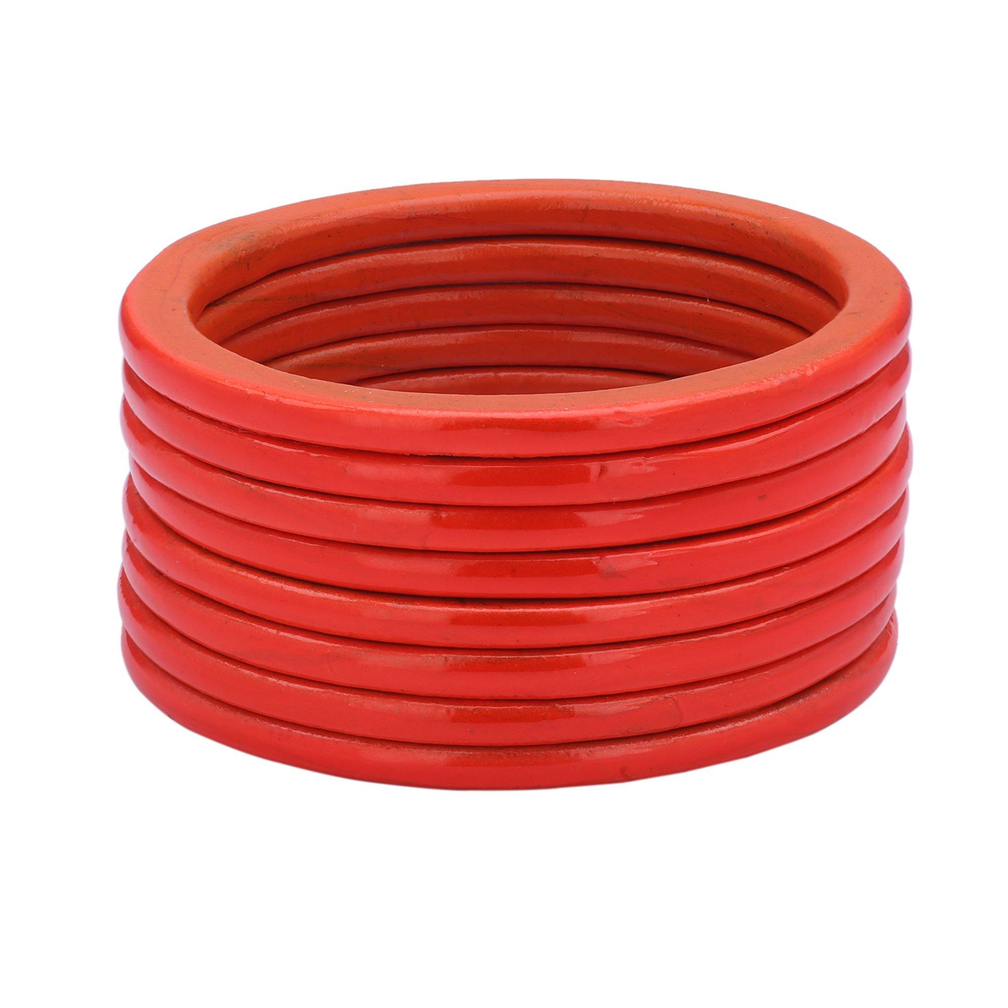 Sukriti Ethnic Bridal Wedding Lac Orange Bangles for Girls & Women – Set of 8