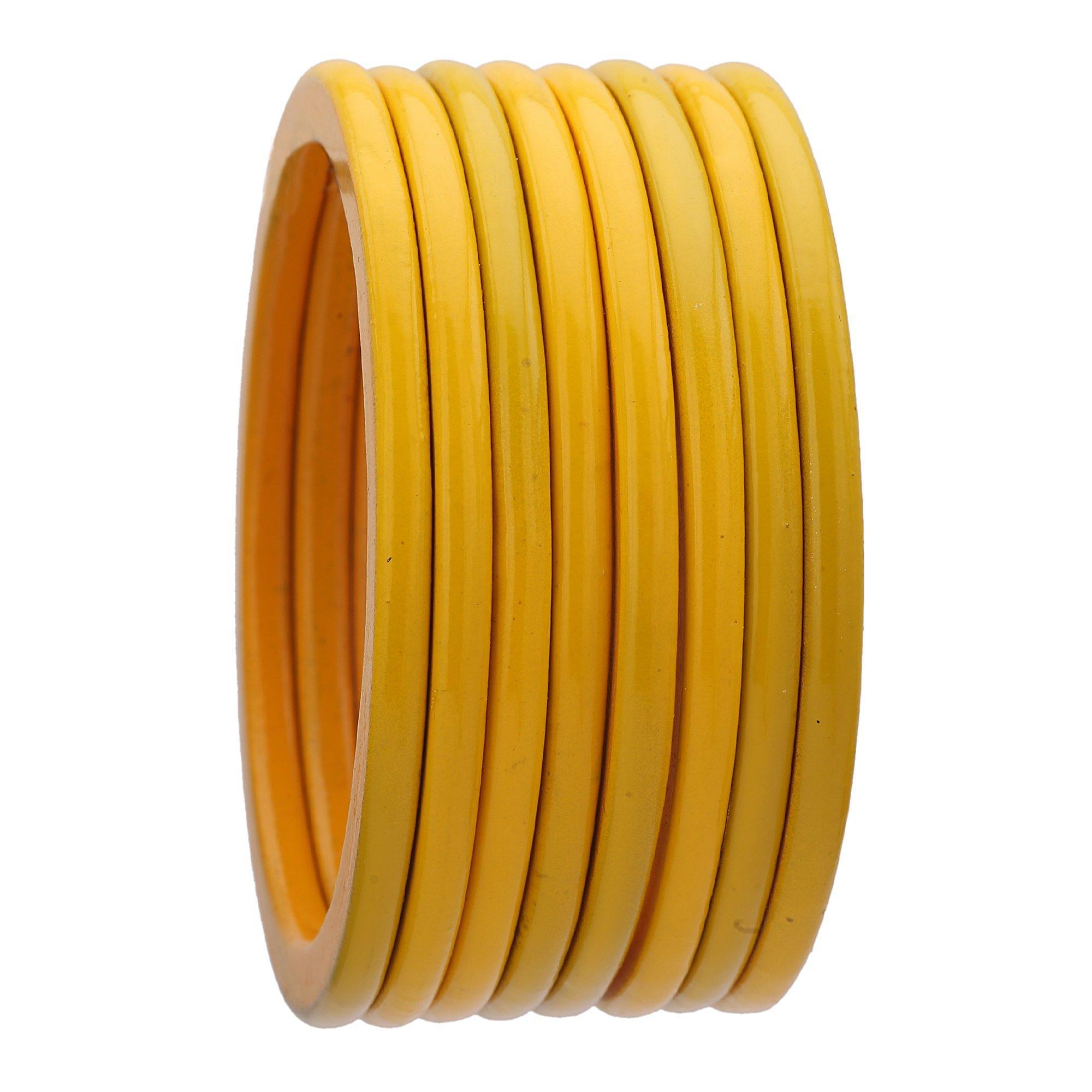 Sukriti Ethnic Bridal Wedding Lac Yellow Bangles for Girls & Women – Set of 8
