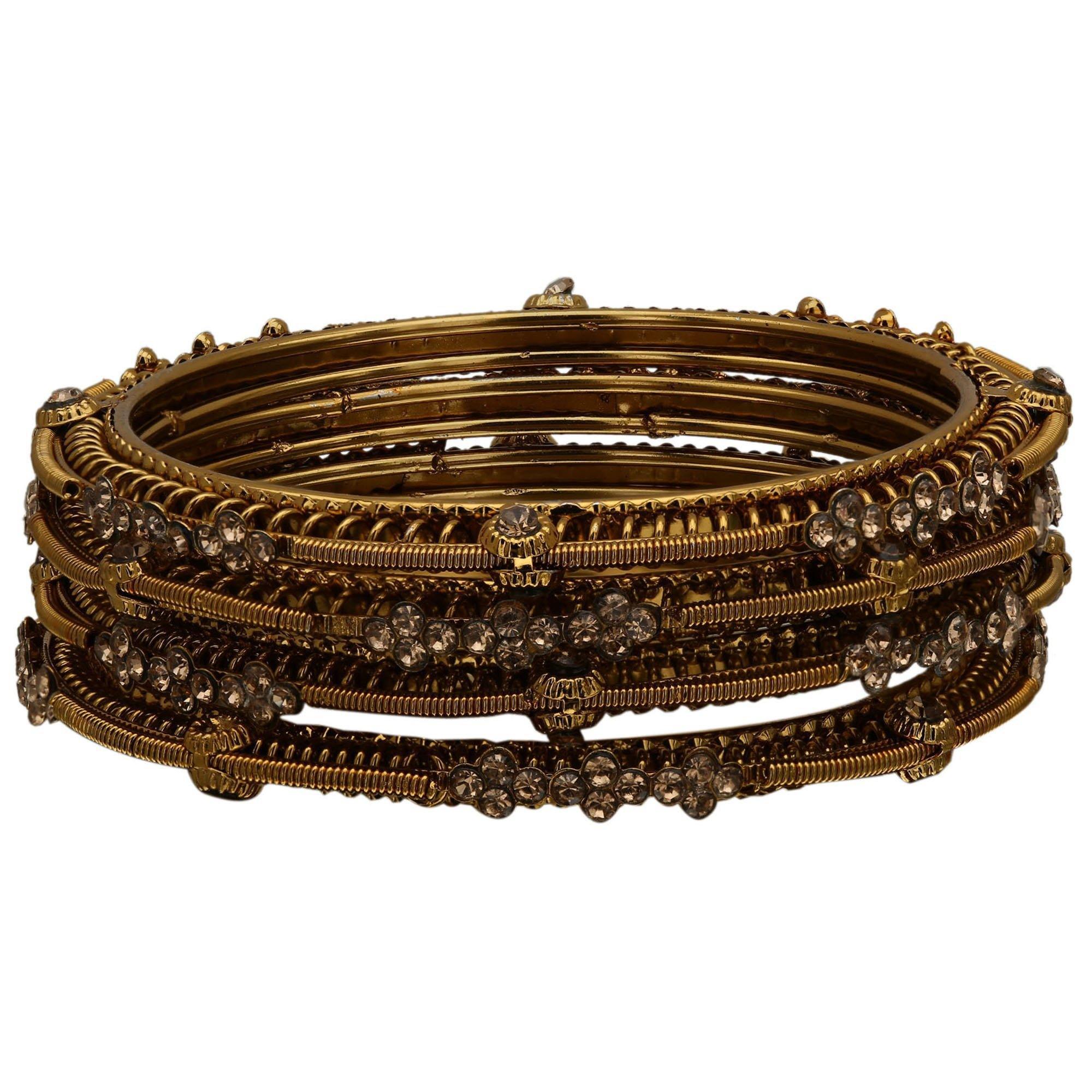 Sukriti Ethnic Stylish Gold tone Metal Bangles for Girls & Women – Set of 4