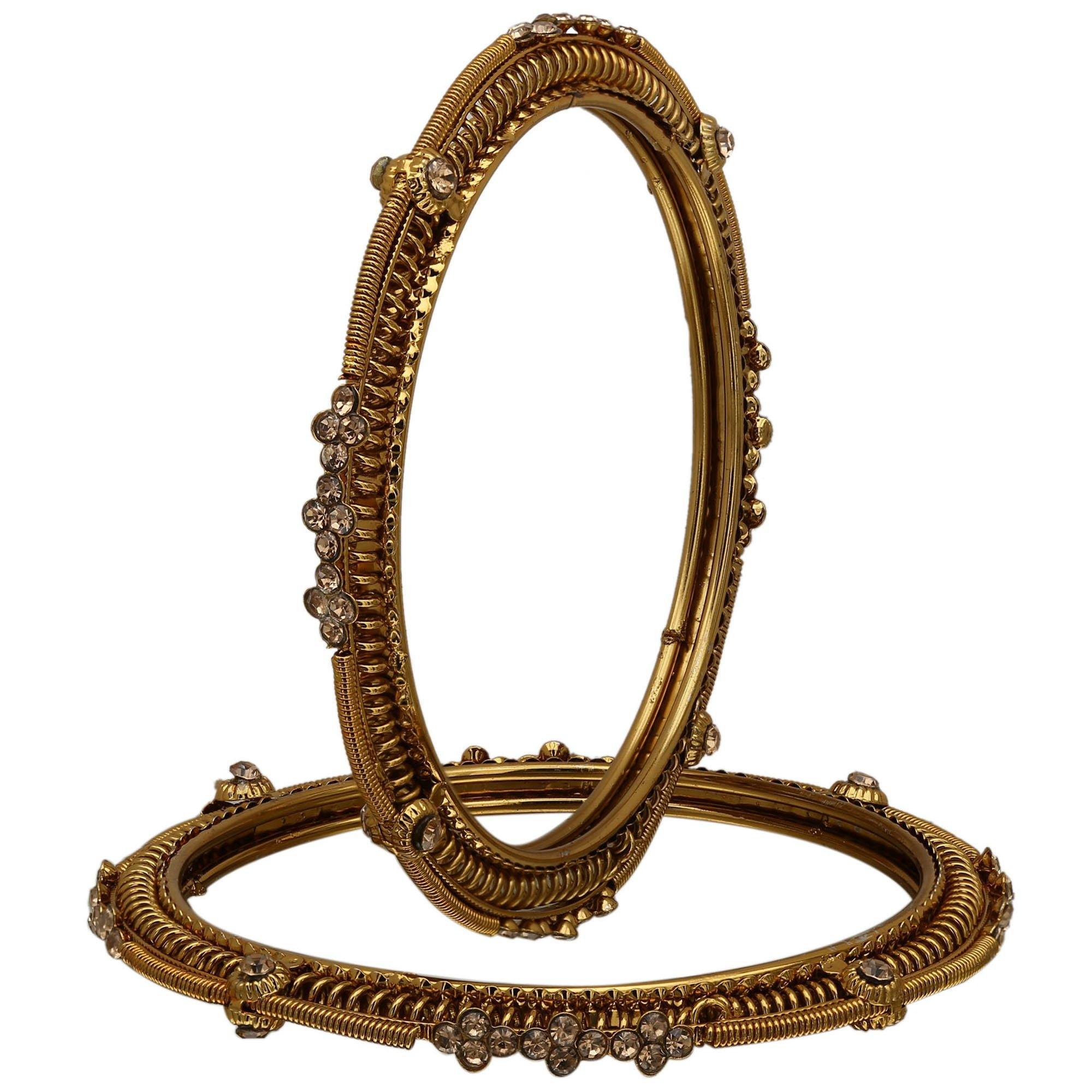 Sukriti Ethnic Stylish Gold tone Metal Bangles for Girls & Women – Set of 4