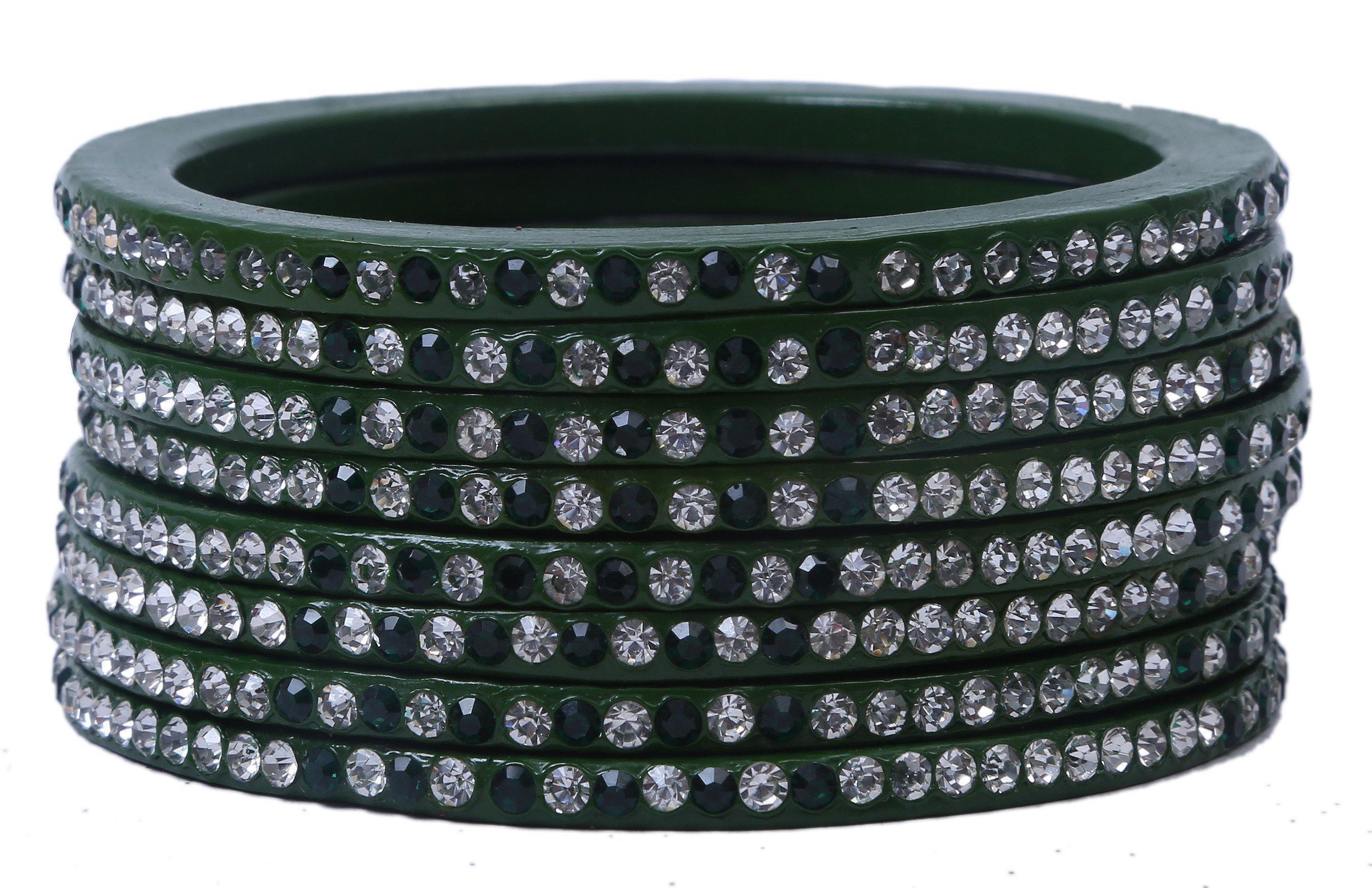 Sukriti Handcrafted Green Lac Bangles for Women - Set of 8