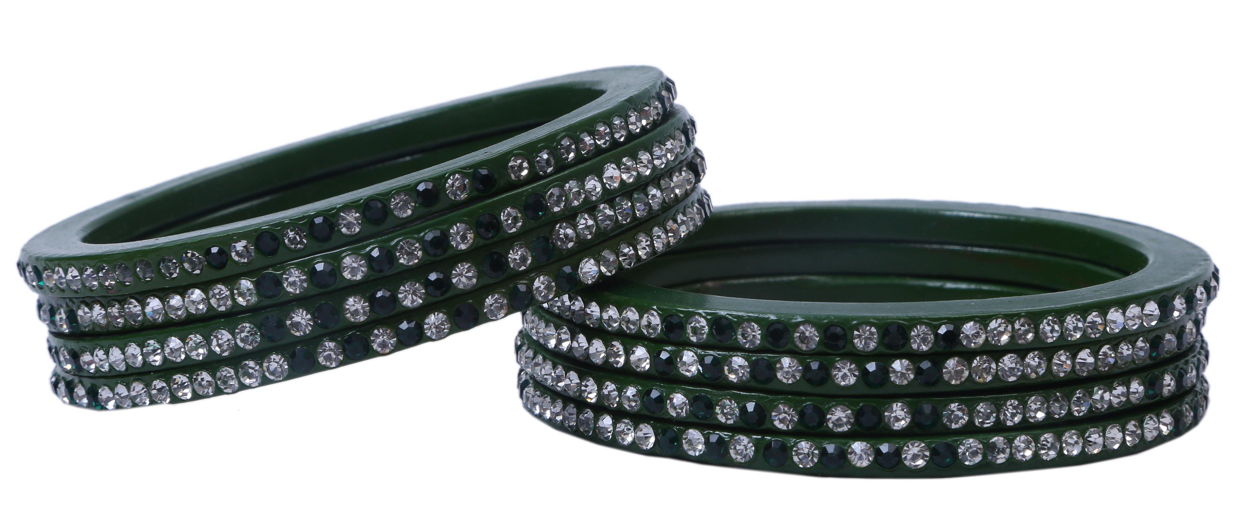 Sukriti Handcrafted Green Lac Bangles for Women - Set of 8