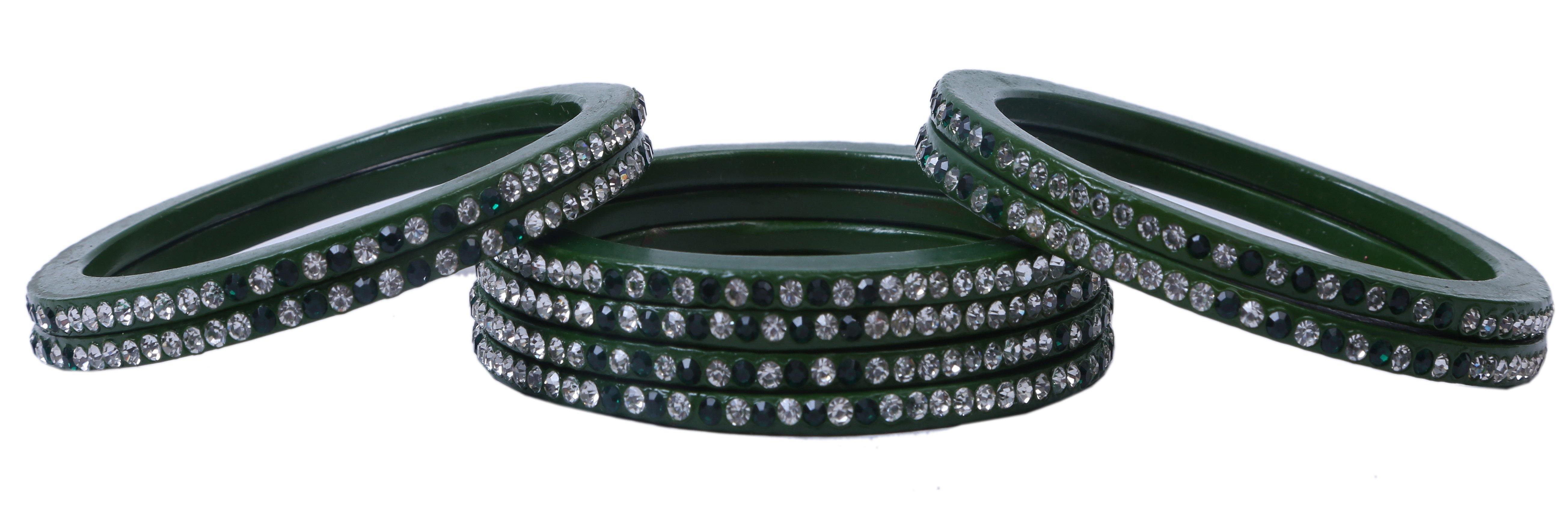 Sukriti Handcrafted Green Lac Bangles for Women - Set of 8