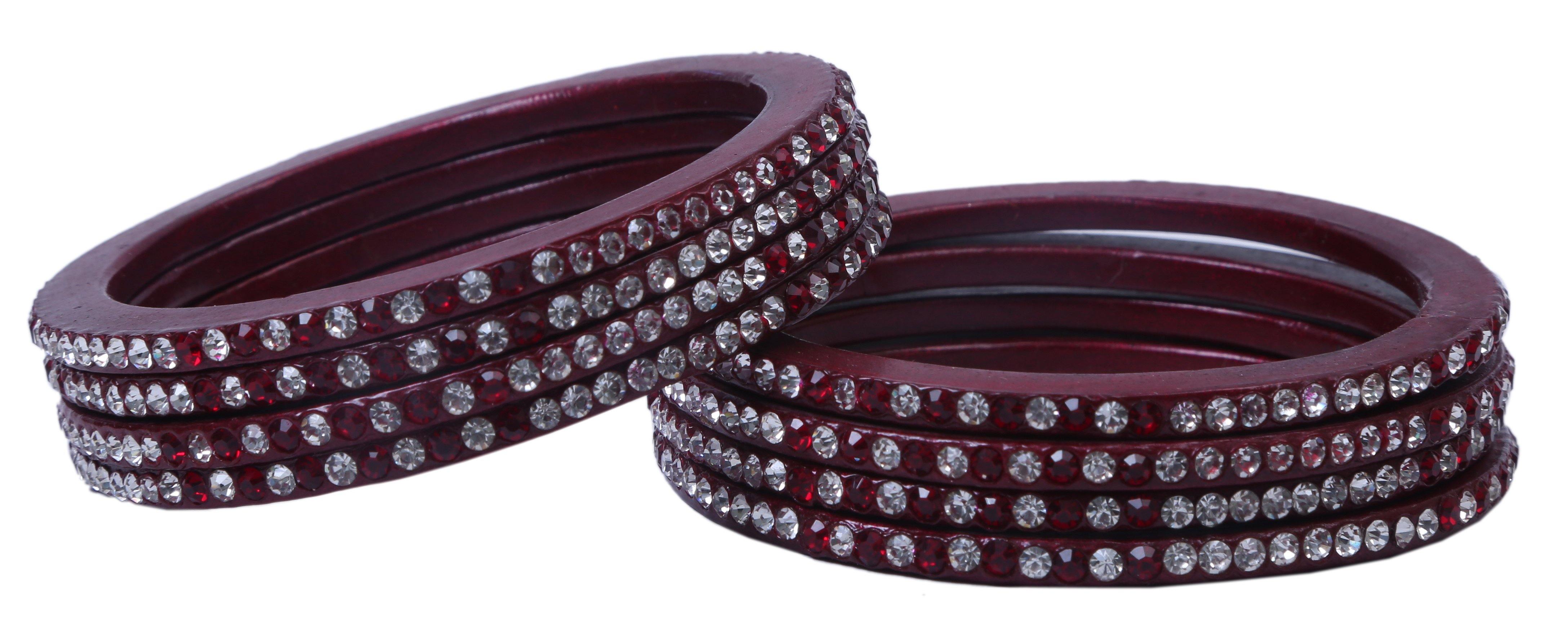 Sukriti Handcrafted Maroon Lac Bangles for Women - Set of 8