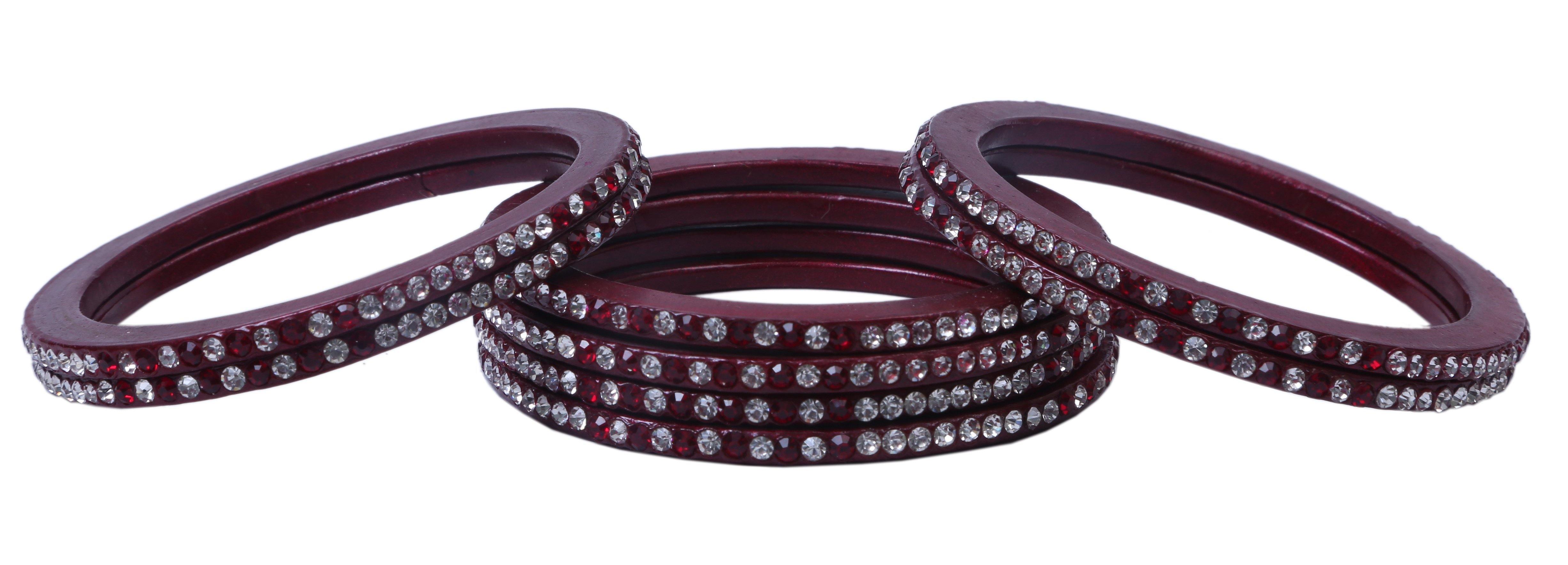 Sukriti Handcrafted Maroon Lac Bangles for Women - Set of 8