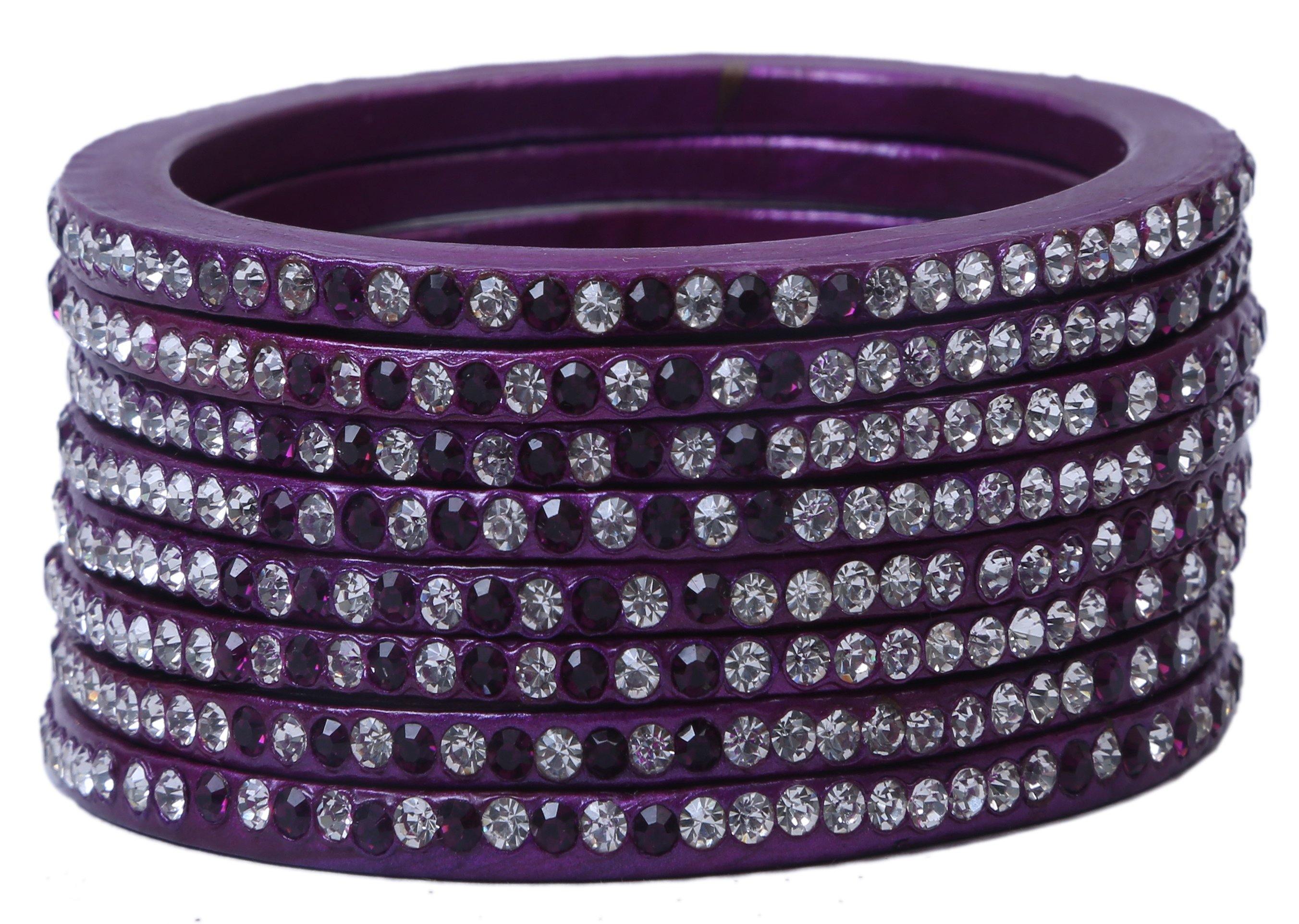 Sukriti Handcrafted Purple Lac Bangles for Women - Set of 8