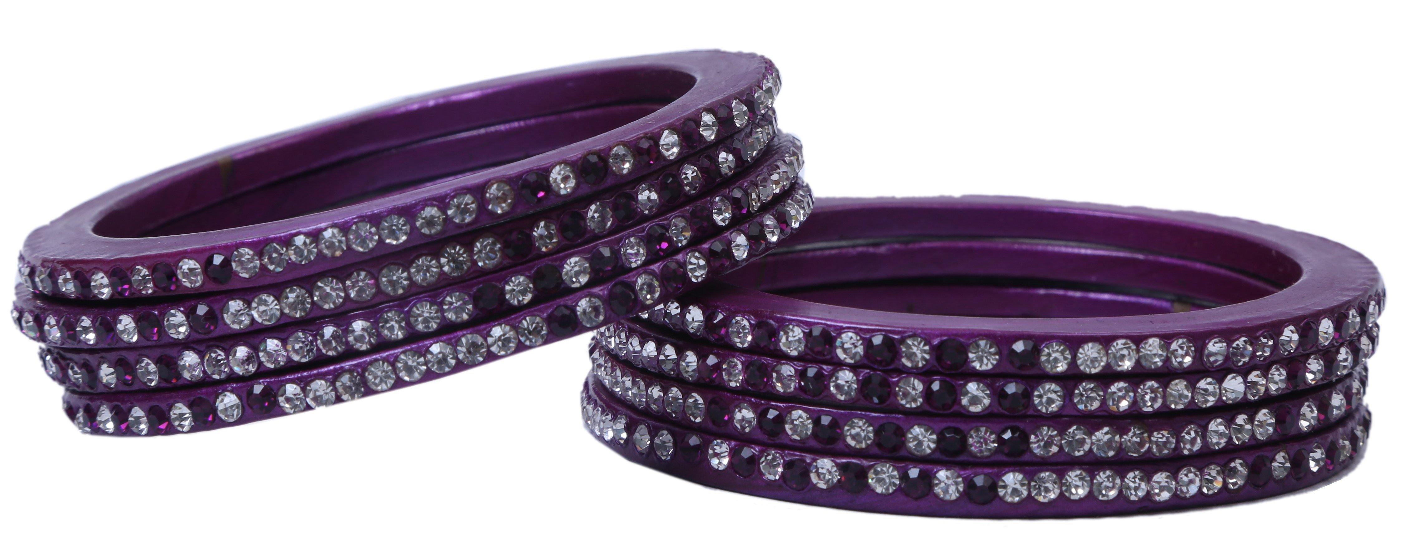 Sukriti Handcrafted Purple Lac Bangles for Women - Set of 8