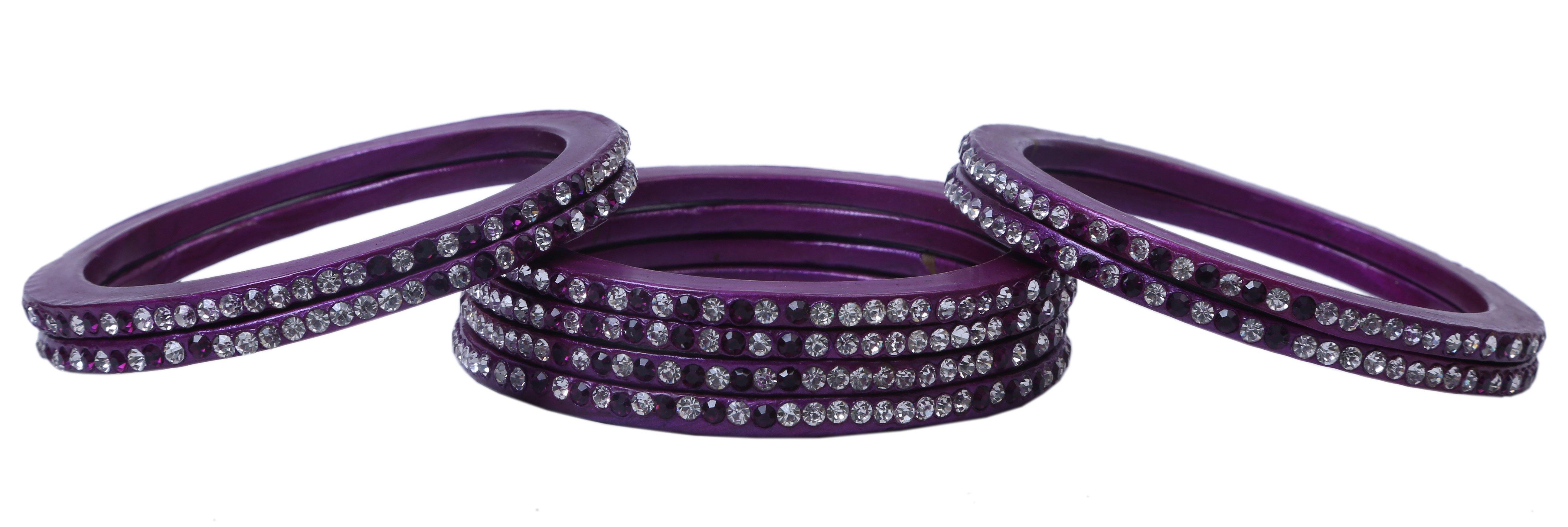 Sukriti Handcrafted Purple Lac Bangles for Women - Set of 8