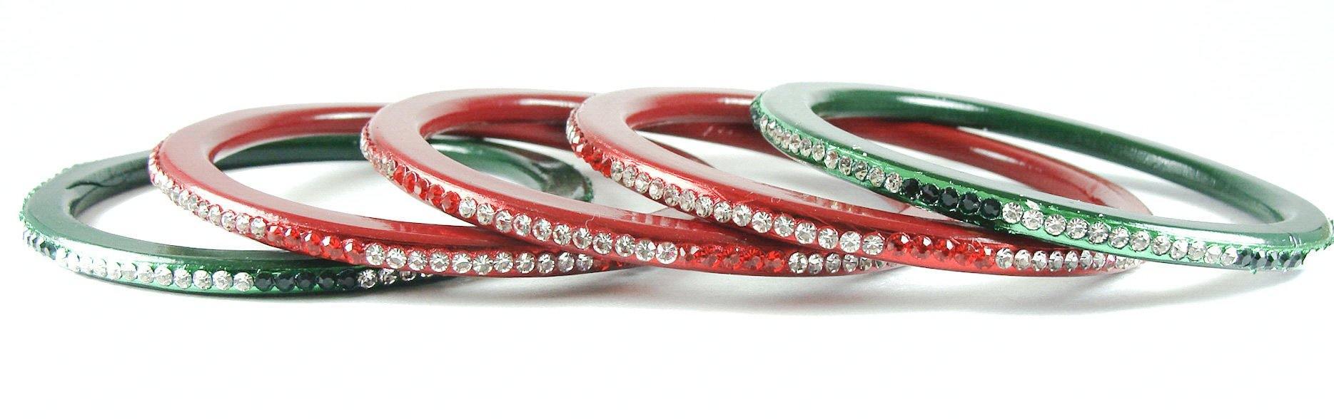 Sukriti Handcrafted Red-Green Lac Bangles for Women - Set of 10