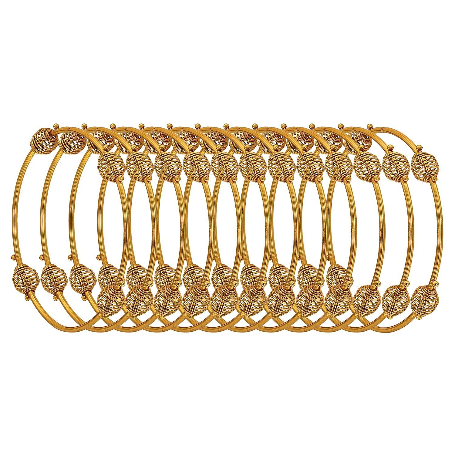 Sukriti Indian Antique Look Charming Party wear Golden Bangles for Girls & Women - Set of 12