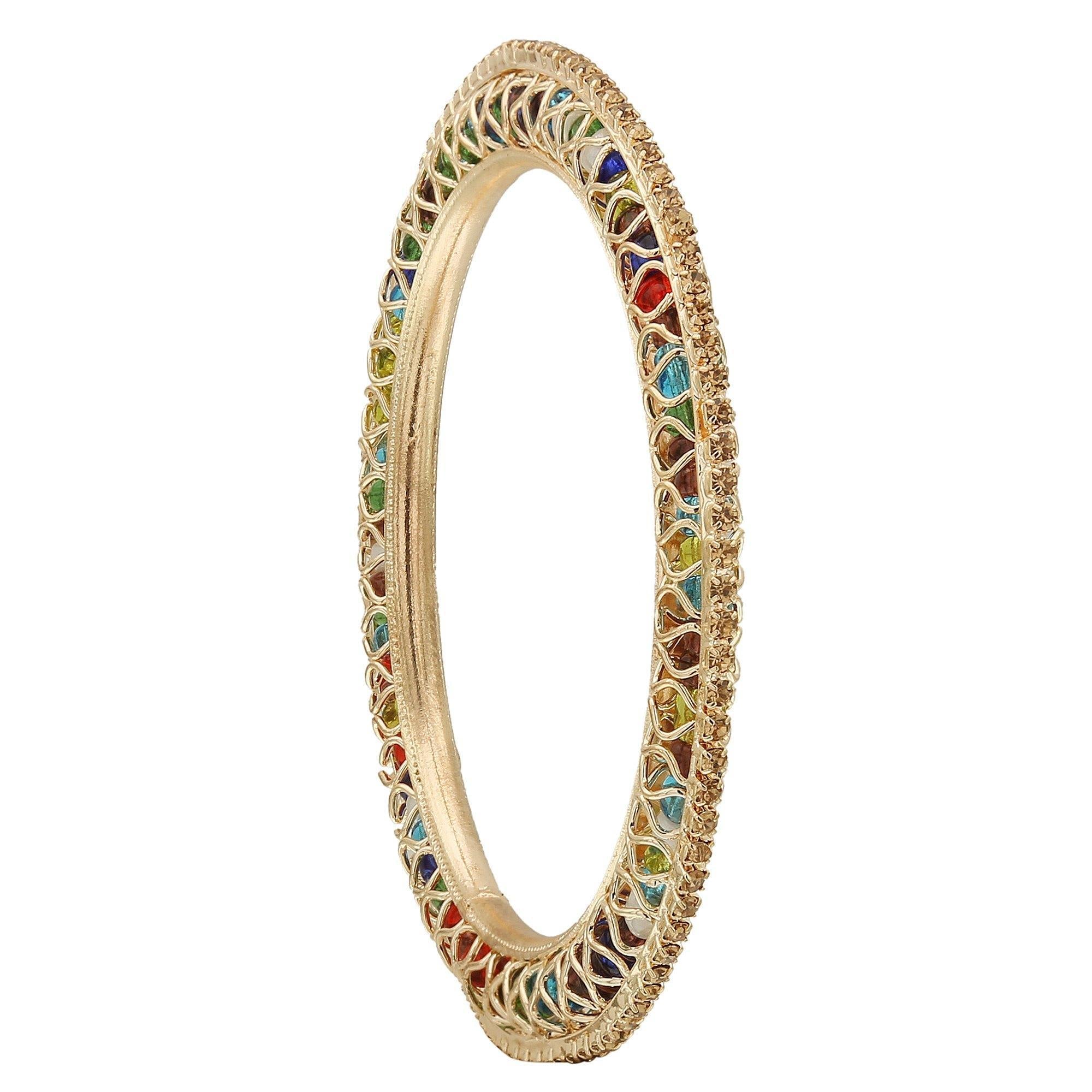 Sukriti Indian Beautiful Gold Plated Royal MultiGold Bangadi Bangles for Women & Girls - Set of 4