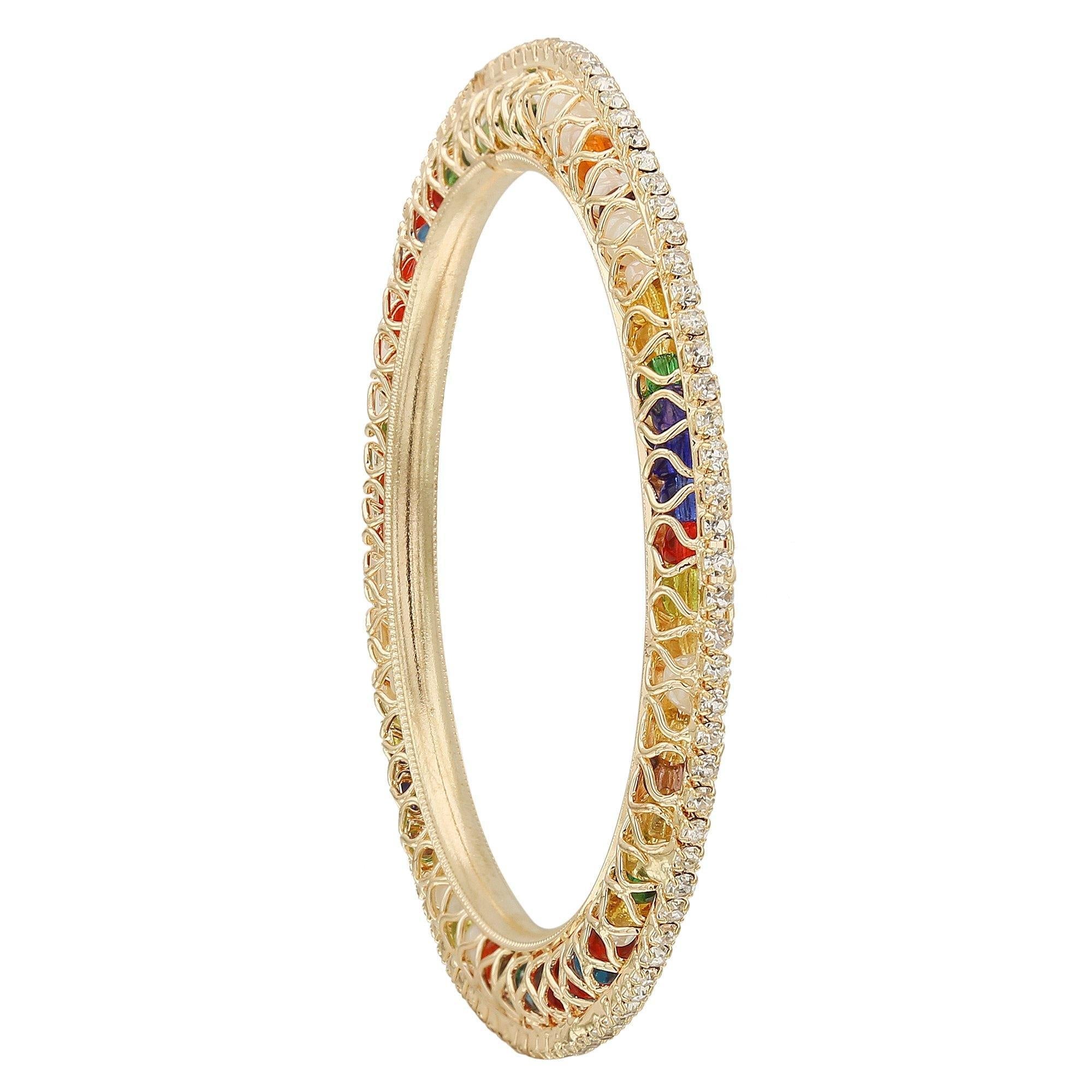 Sukriti Indian Beautiful Gold Plated Royal MultiWhite Bangadi Bangles for Women & Girls - Set of 4