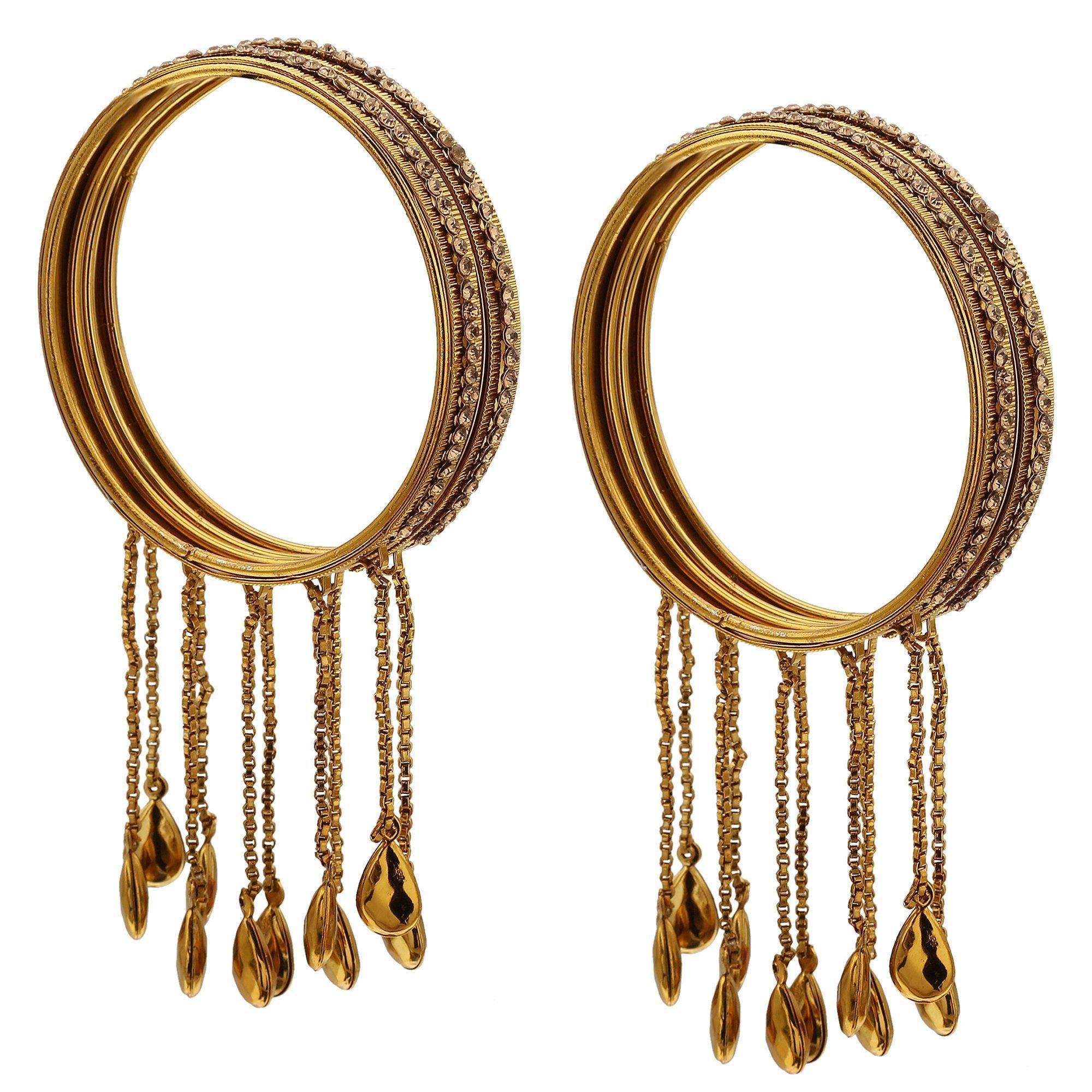 Sukriti Indian Bridal Gold Plated Latkan Tassels Bangles Party wear for Women & Girls - set of 4