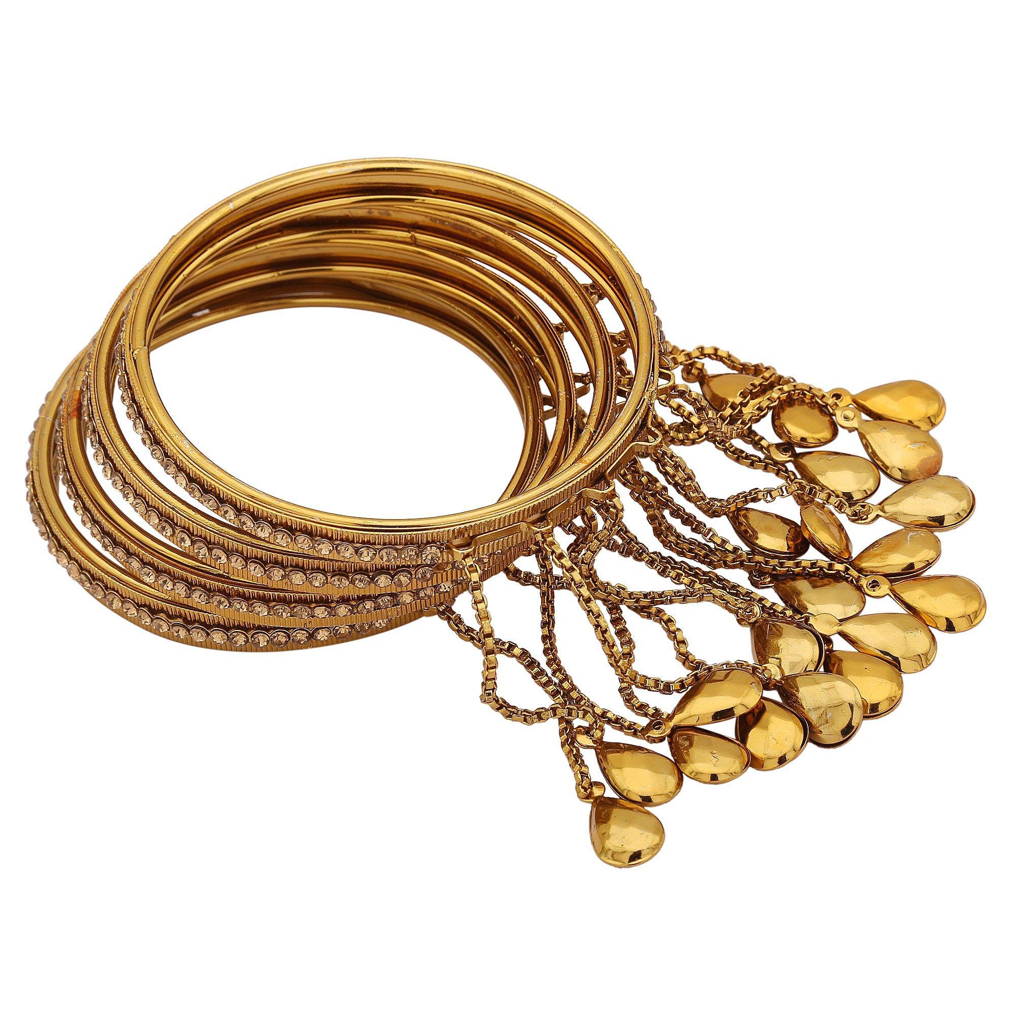 Sukriti Indian Bridal Gold Plated Latkan Tassels Bangles Party wear for Women & Girls - set of 4