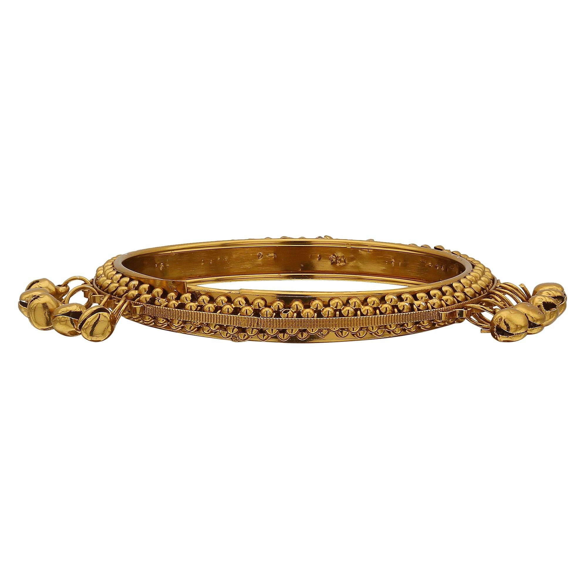 Sukriti Indian Designer Ghungroo Studded Gold Bracelet Bangles for Women & Girls - set of 2