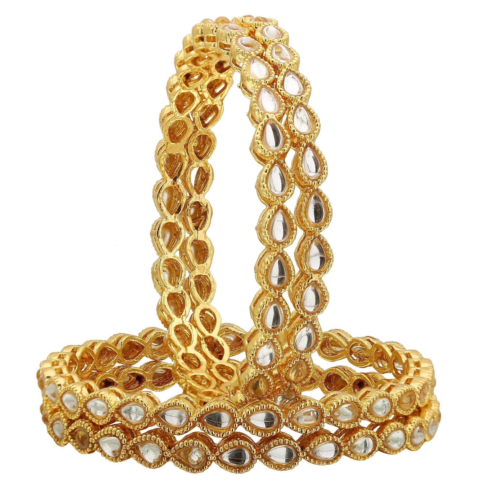 Sukriti Indian Ethnic Royal Gold Plated Kundan Bangles Wedding Jewelry for Women & Girls - Set of 4